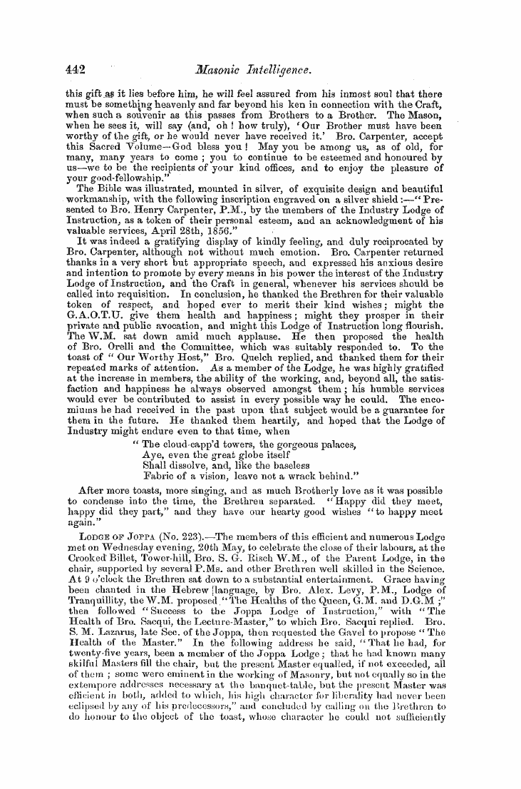 The Freemasons' Monthly Magazine: 1856-06-01 - Untitled Article