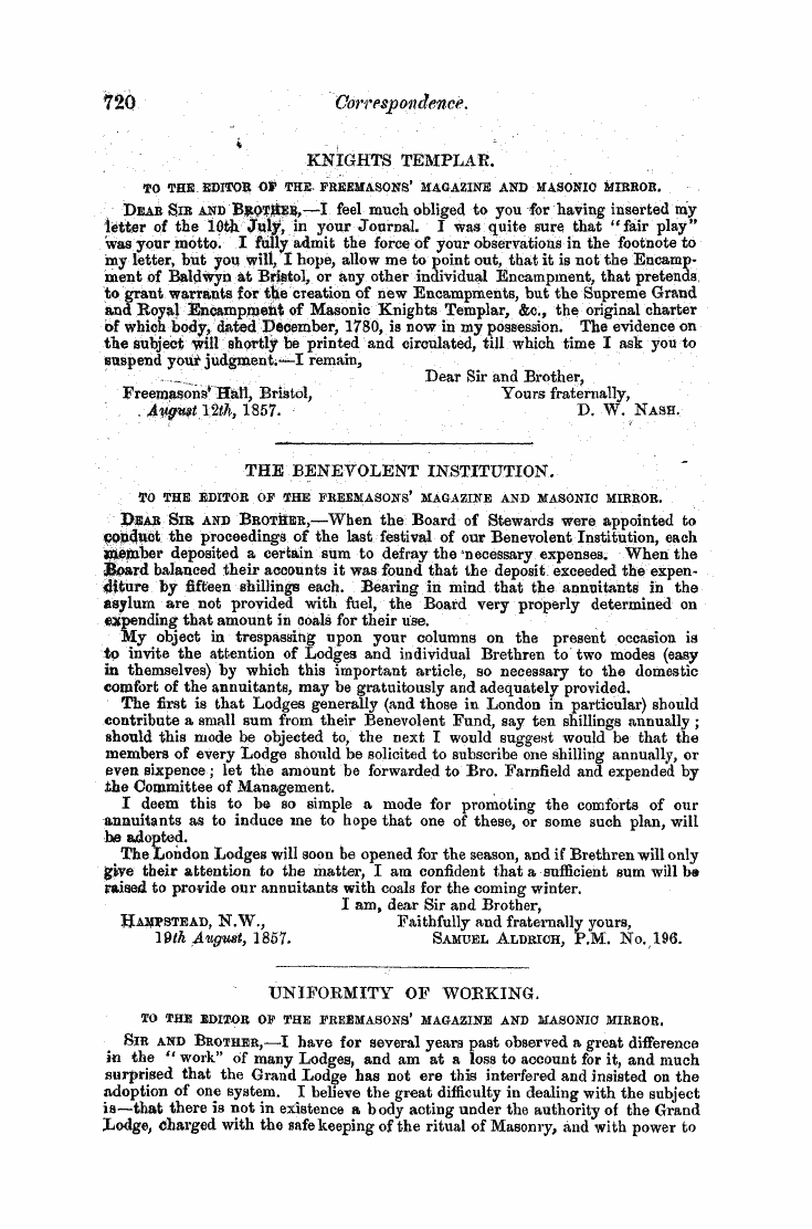 The Freemasons' Monthly Magazine: 1857-09-01 - G0eee8p0i1)Bnce.