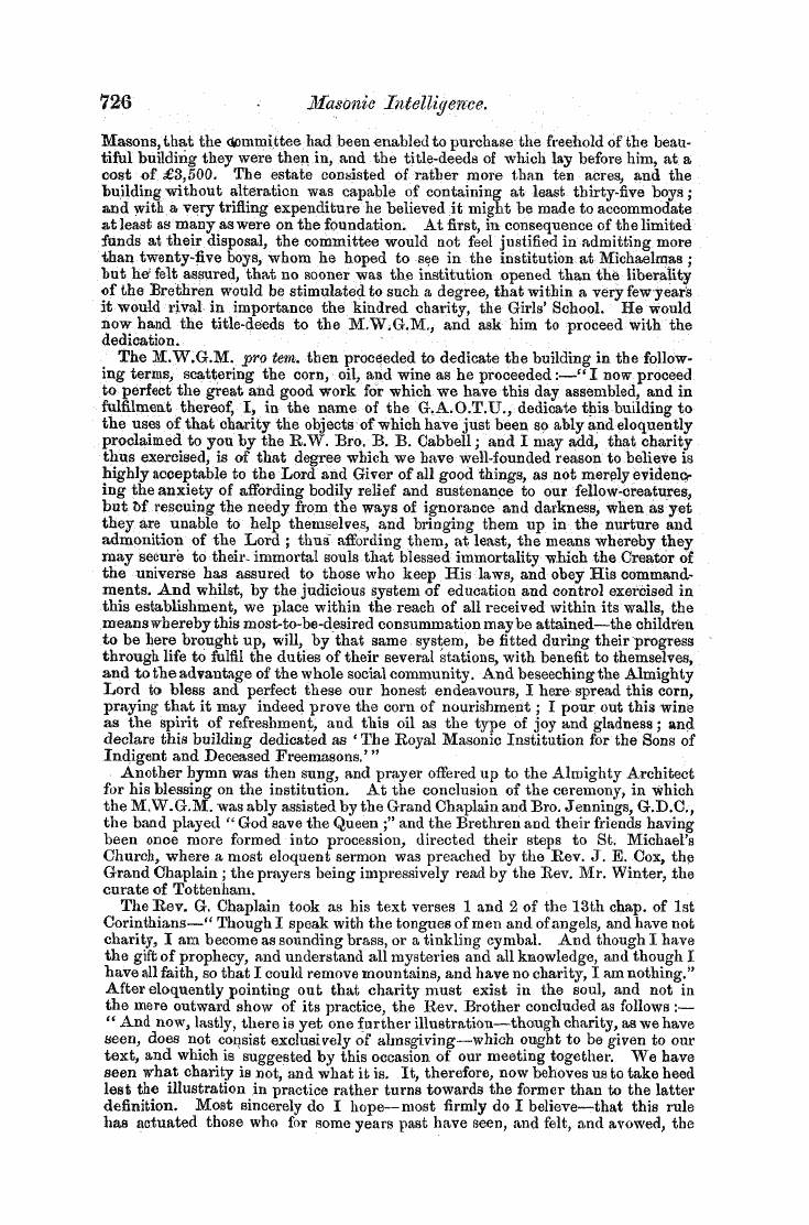 The Freemasons' Monthly Magazine: 1857-09-01 - The Boys' School.