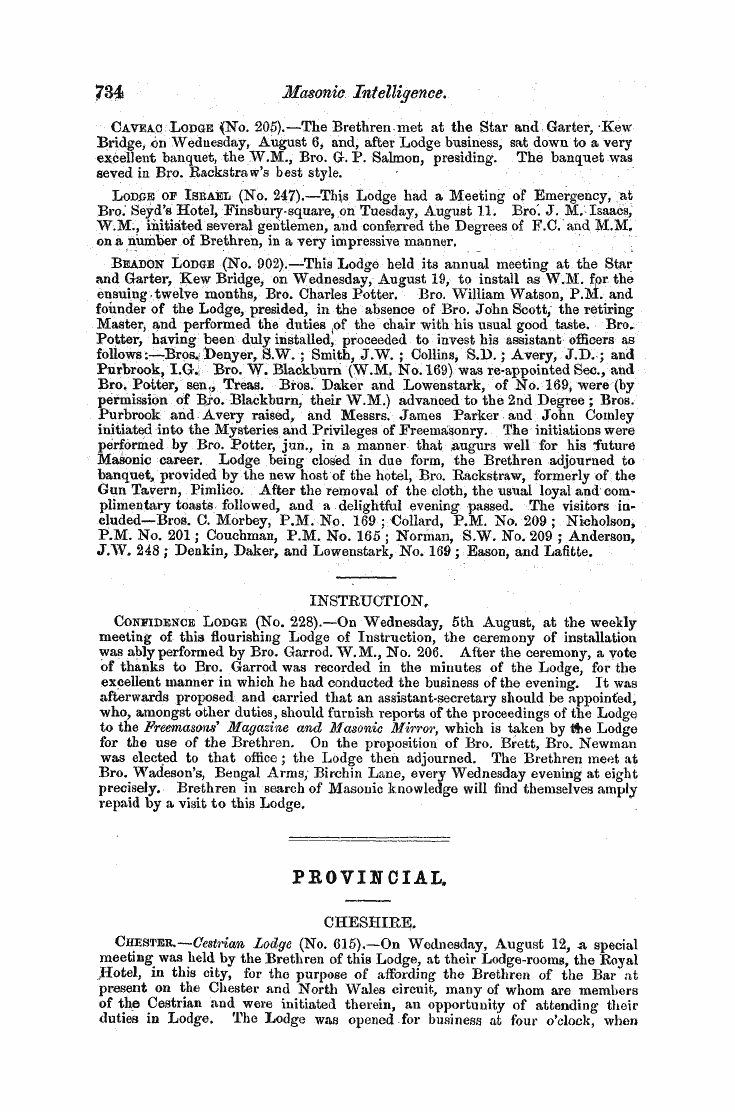 The Freemasons' Monthly Magazine: 1857-09-01 - Provincial.