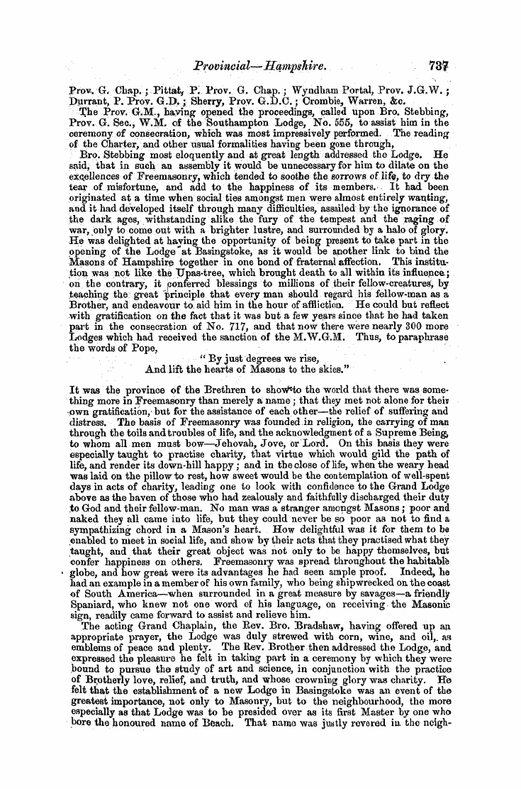 The Freemasons' Monthly Magazine: 1857-09-01 - Provincial.