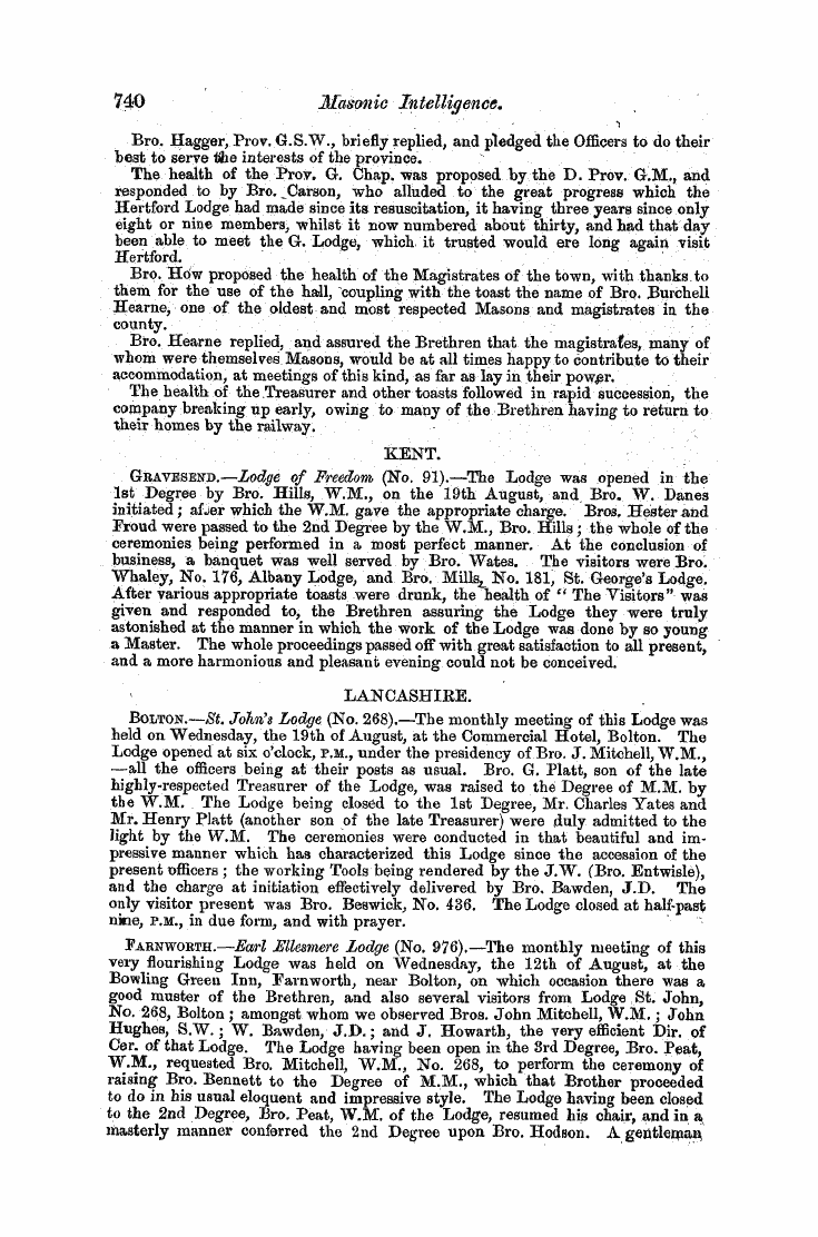 The Freemasons' Monthly Magazine: 1857-09-01 - Provincial.