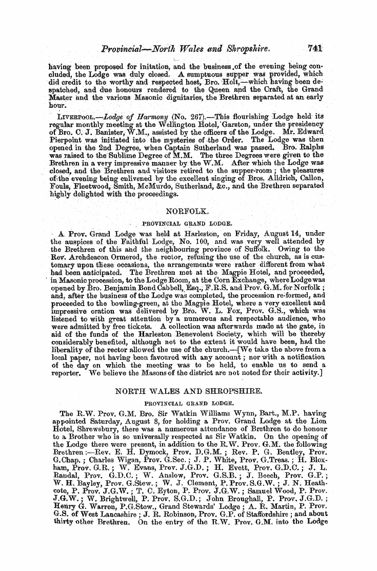 The Freemasons' Monthly Magazine: 1857-09-01 - Provincial.