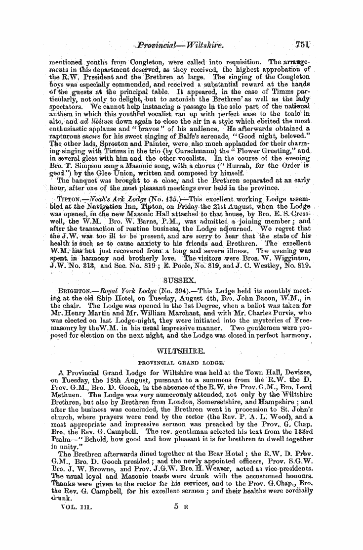 The Freemasons' Monthly Magazine: 1857-09-01 - Provincial.