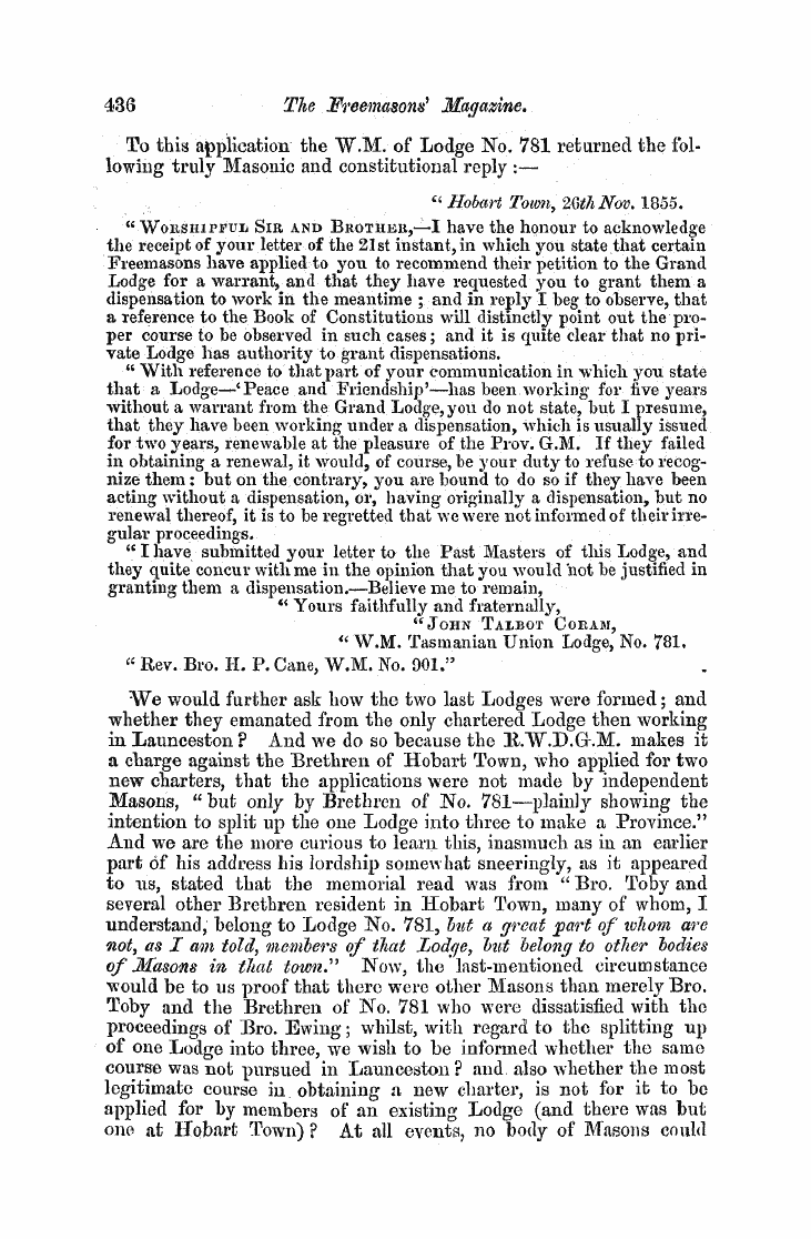 The Freemasons' Monthly Magazine: 1858-03-01 - Grand Lodge