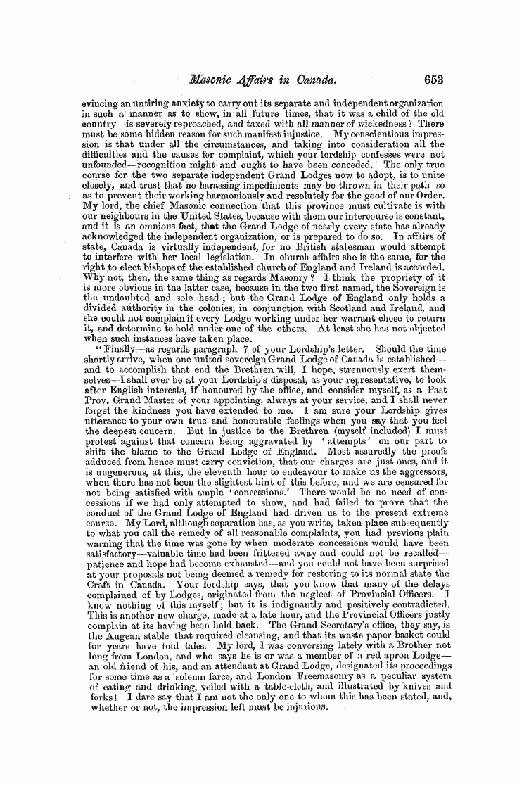 The Freemasons' Monthly Magazine: 1858-04-01 - Masonic Affaies In Canada.