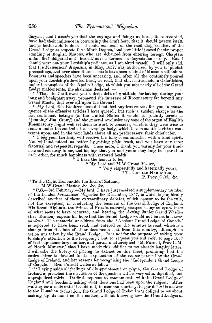 The Freemasons' Monthly Magazine: 1858-04-01 - Masonic Affaies In Canada.