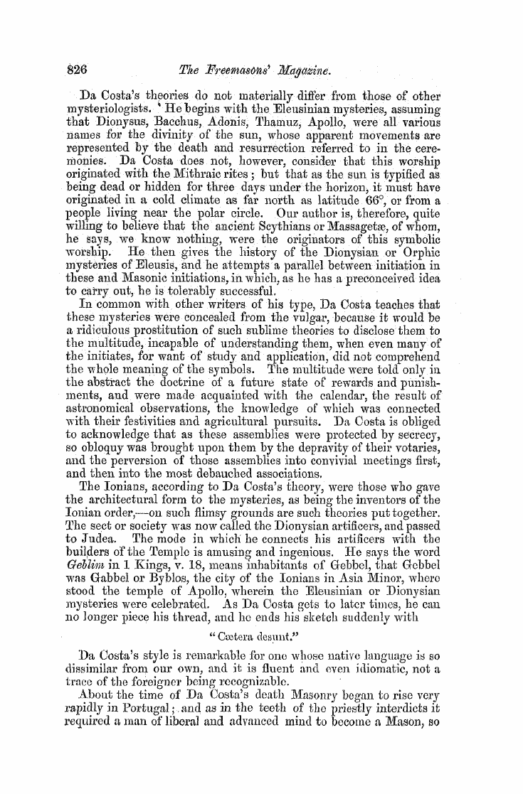 The Freemasons' Monthly Magazine: 1858-05-01 - A Masonic Mastyr—Hyppolito Jose Da Costa...