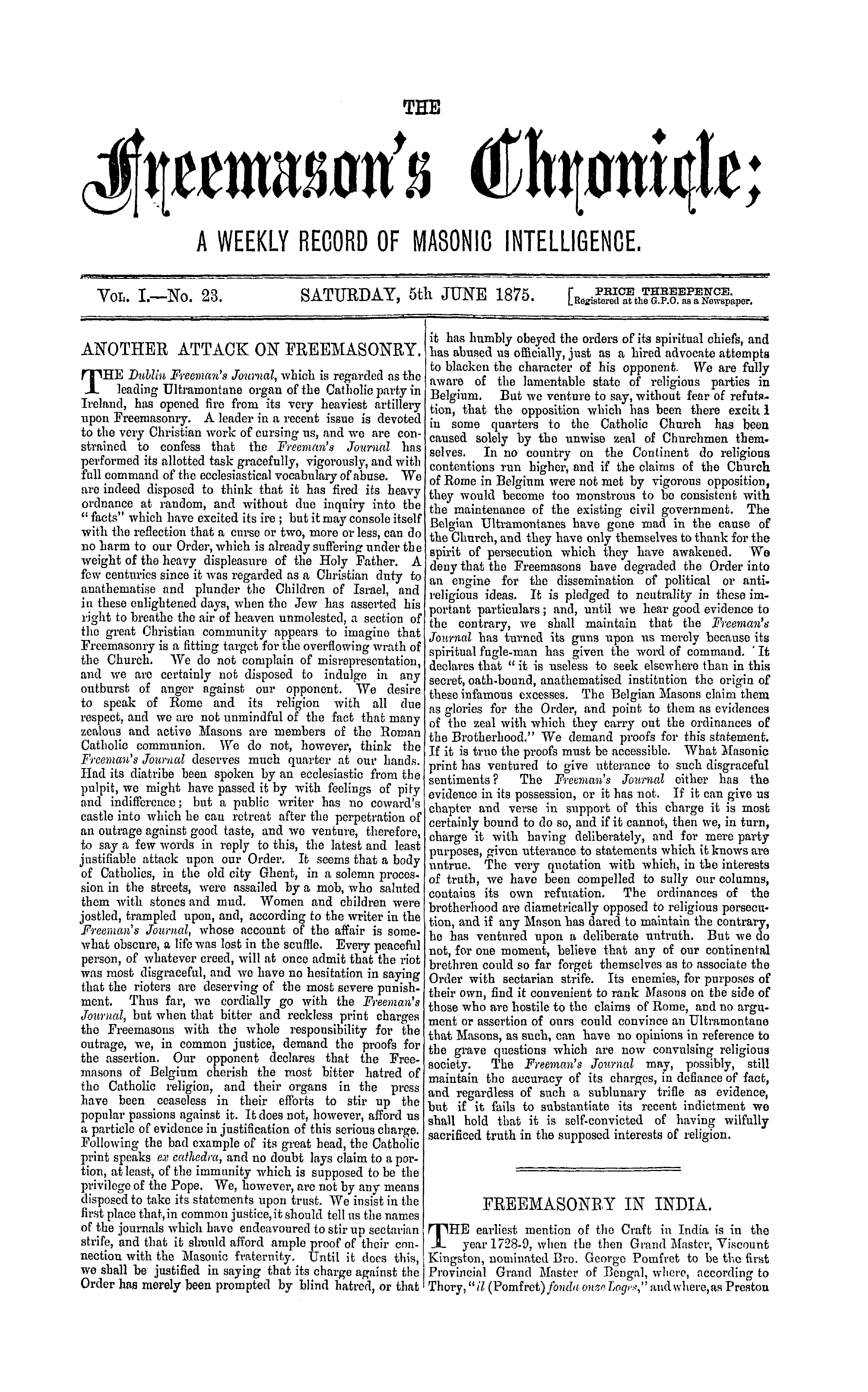 The Freemason's Chronicle