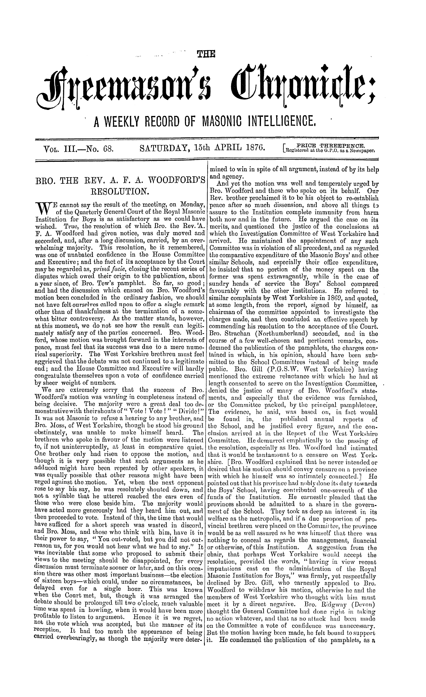 The Freemason's Chronicle