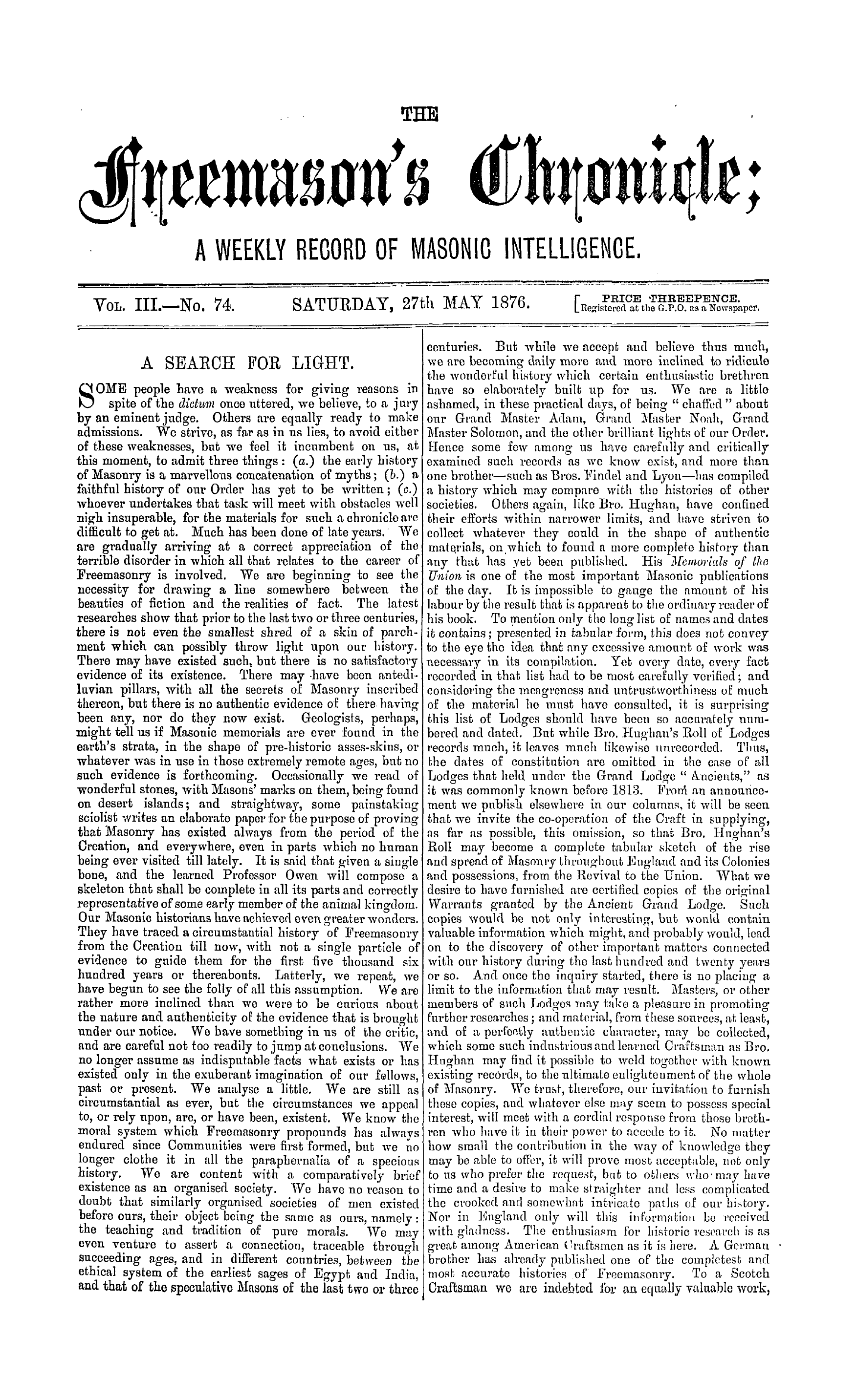 The Freemason's Chronicle