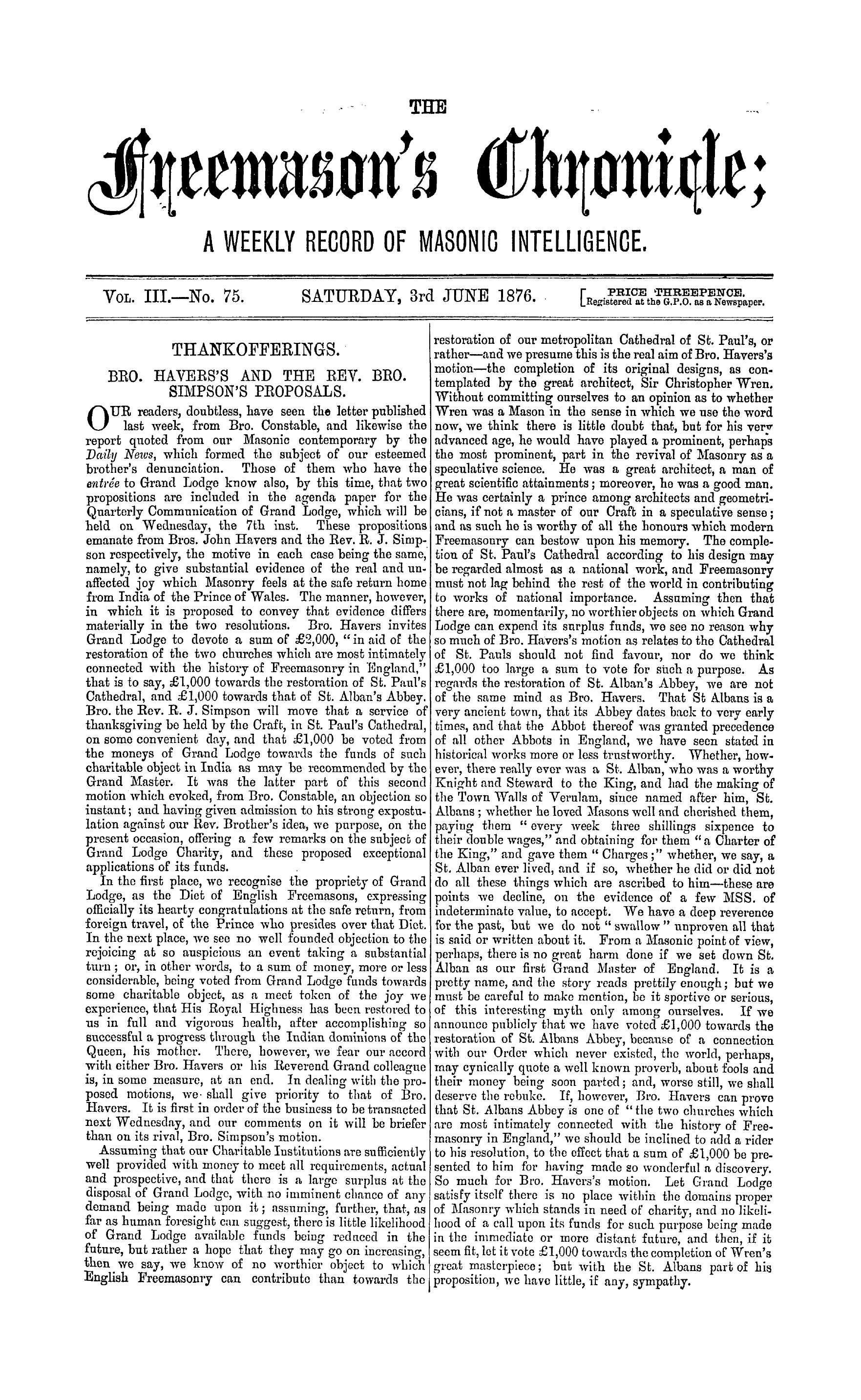 The Freemason's Chronicle