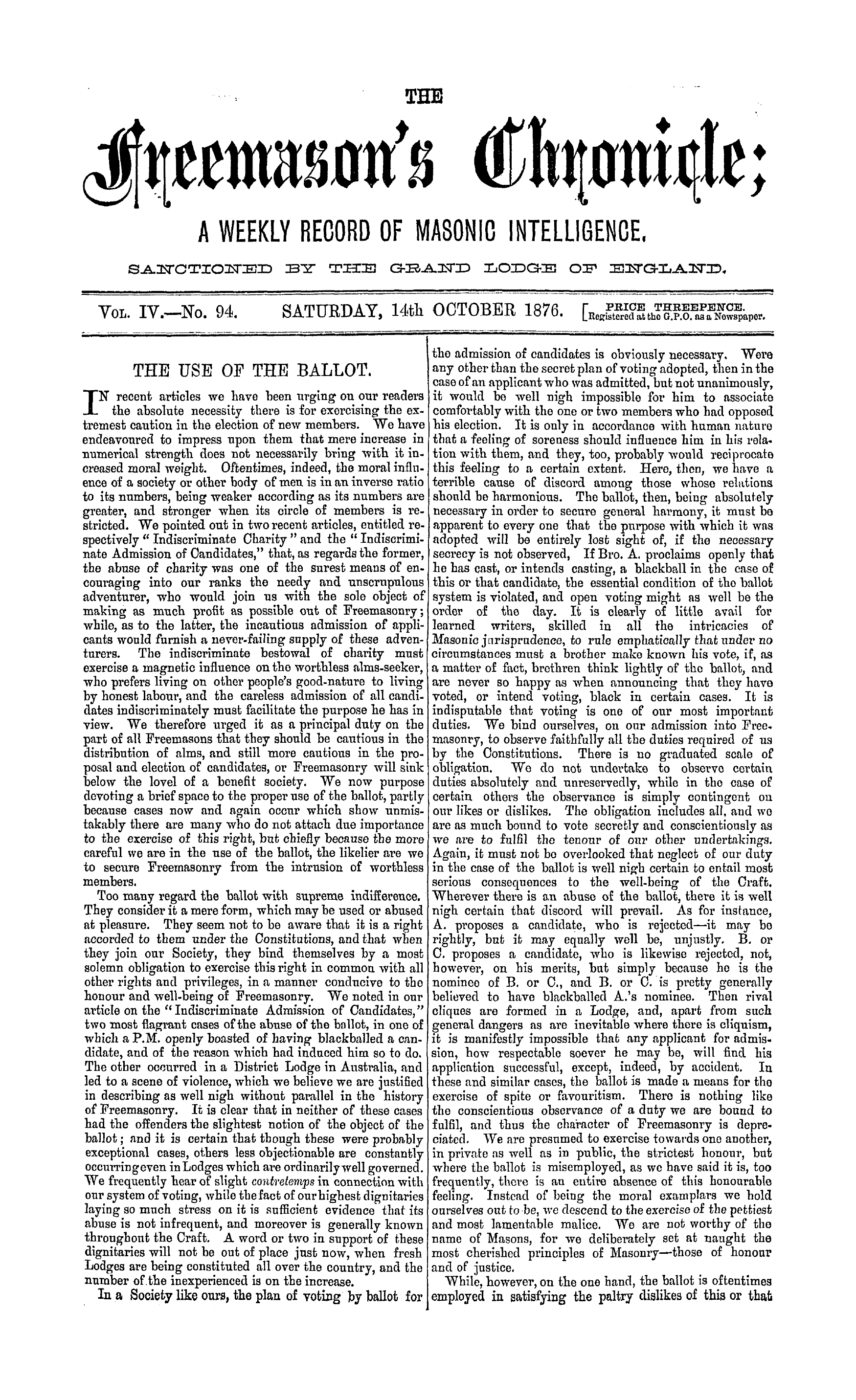 The Freemason's Chronicle