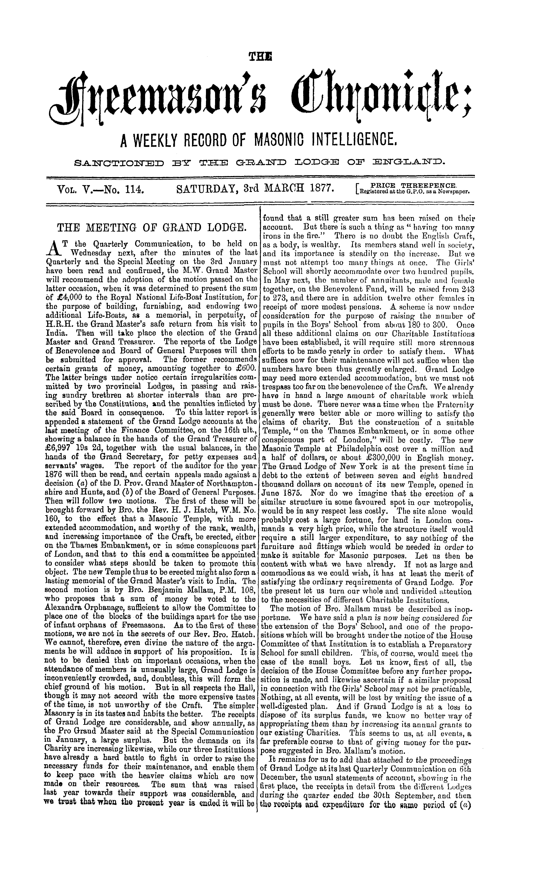 The Freemason's Chronicle