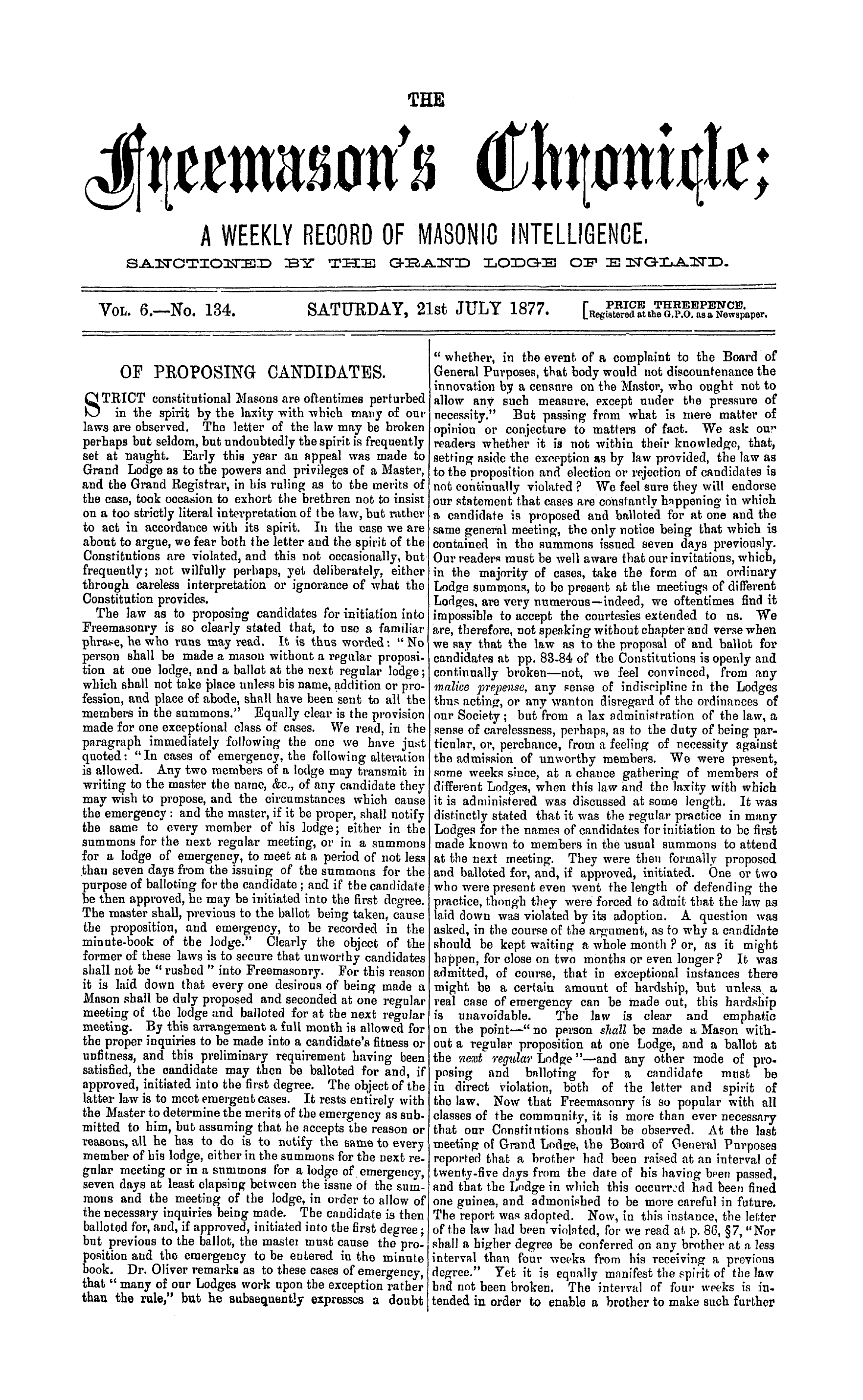 The Freemason's Chronicle