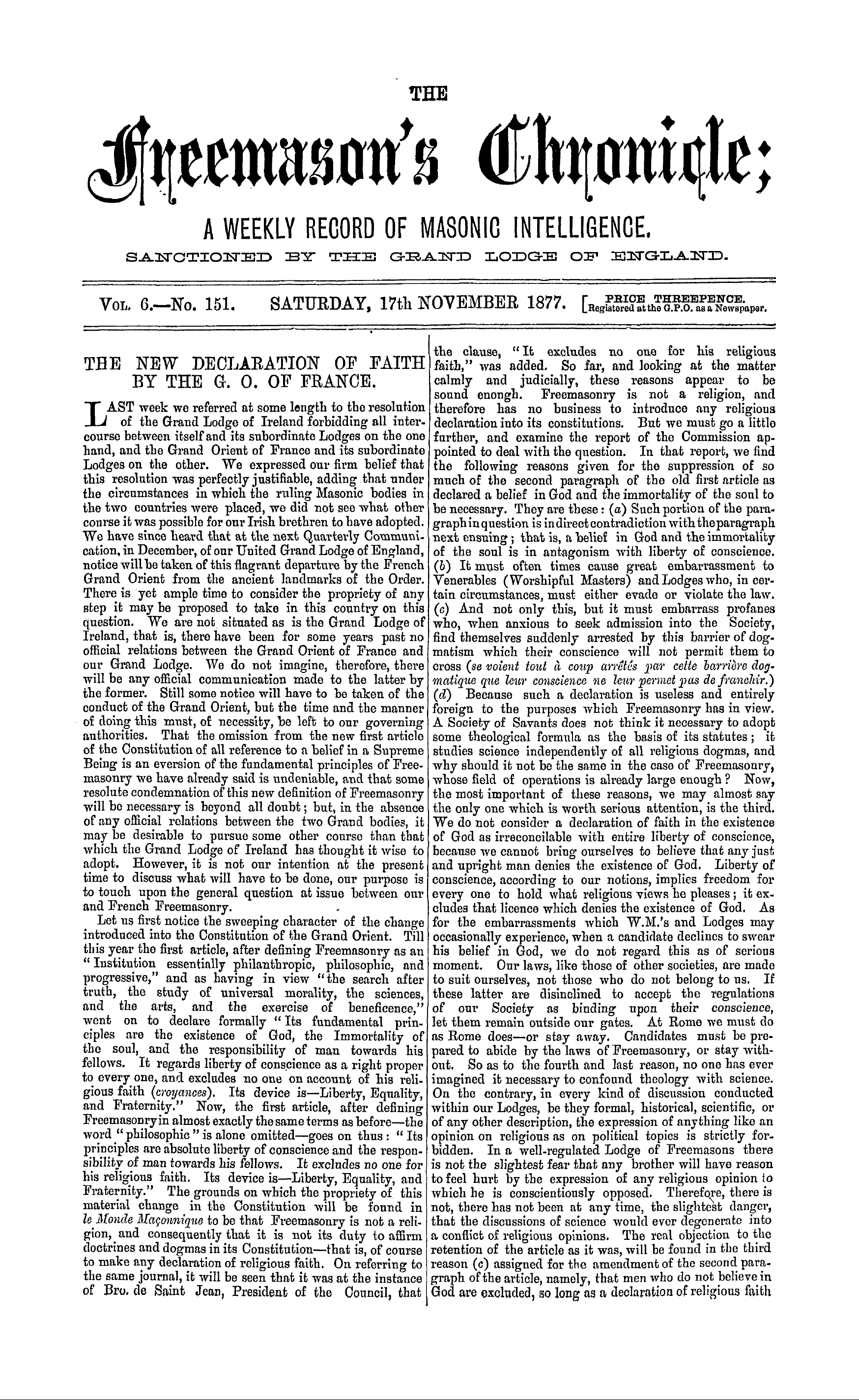 The Freemason's Chronicle