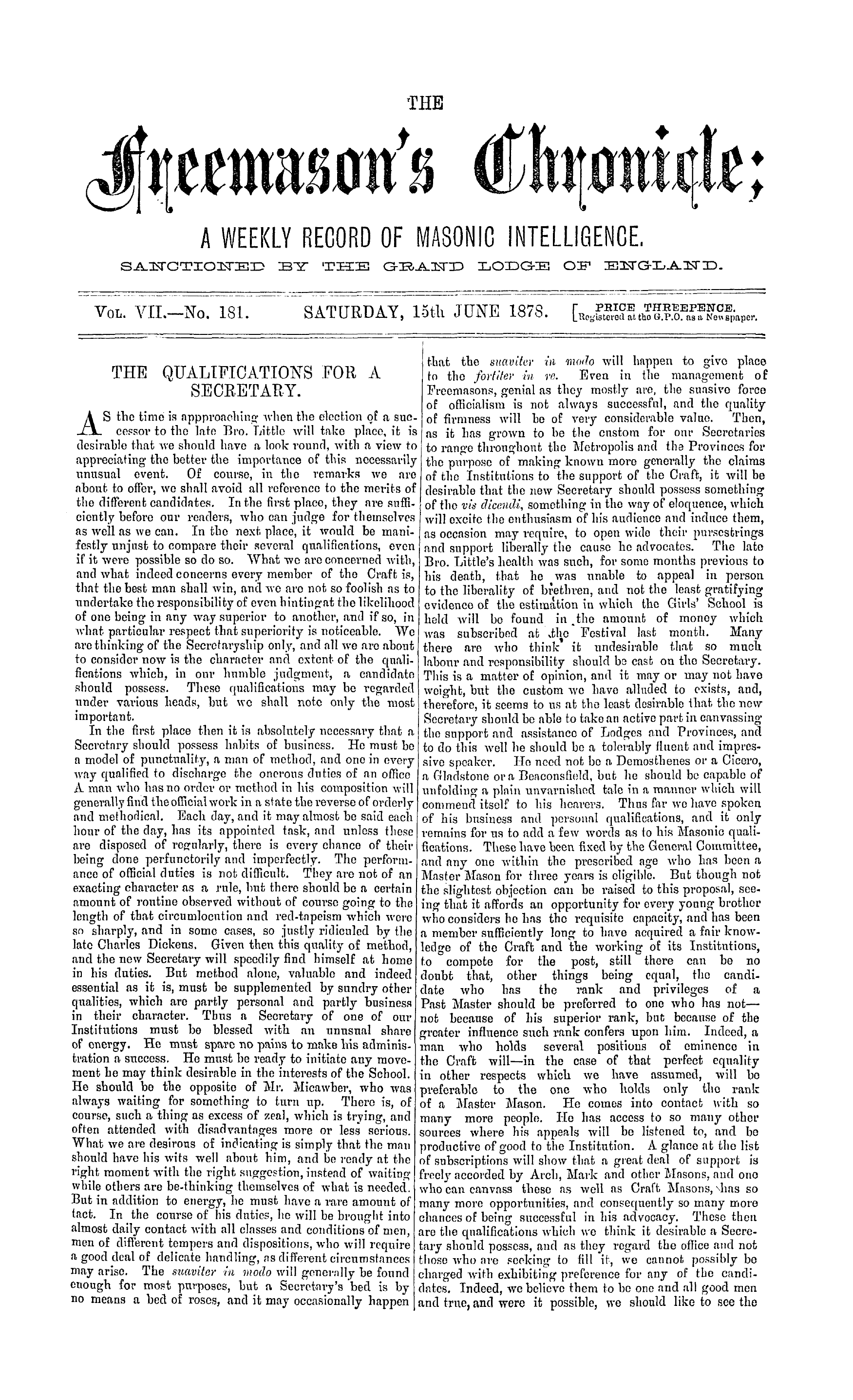 The Freemason's Chronicle