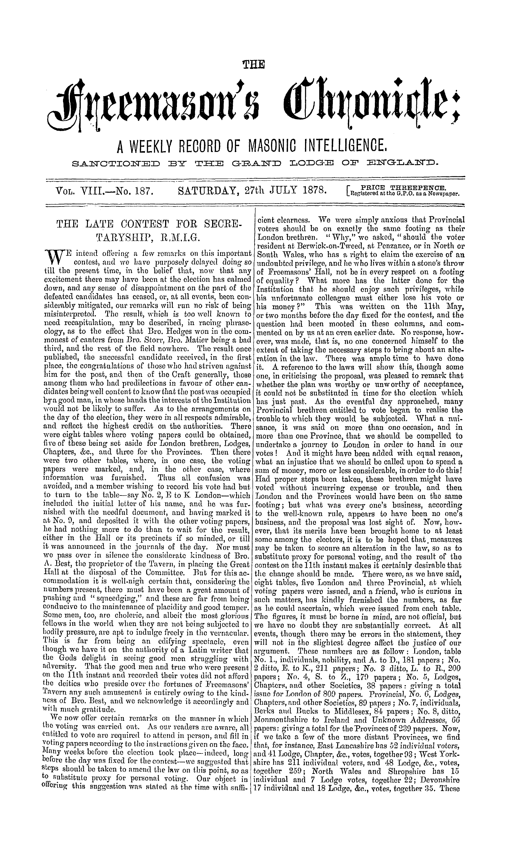 The Freemason's Chronicle
