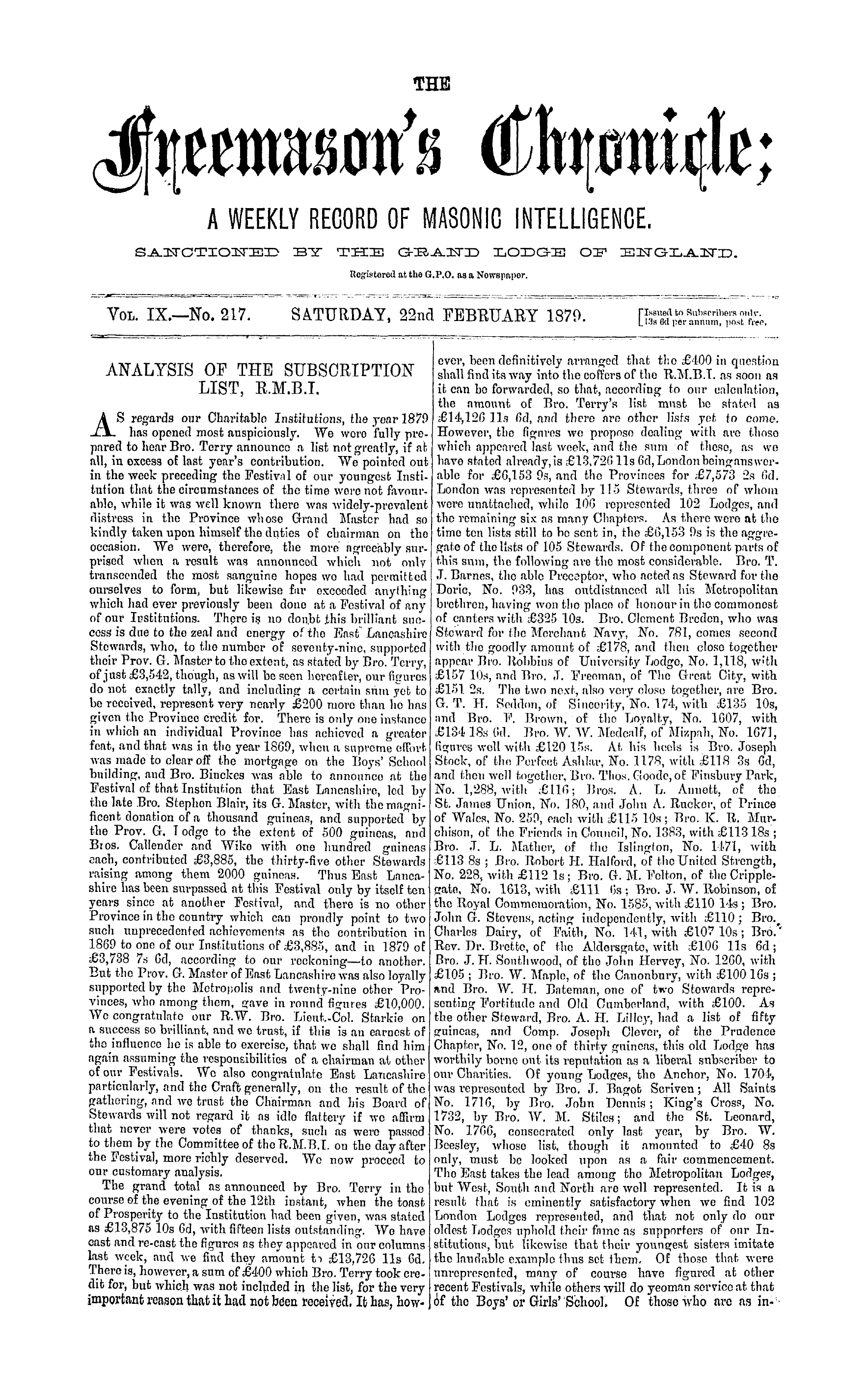 The Freemason's Chronicle