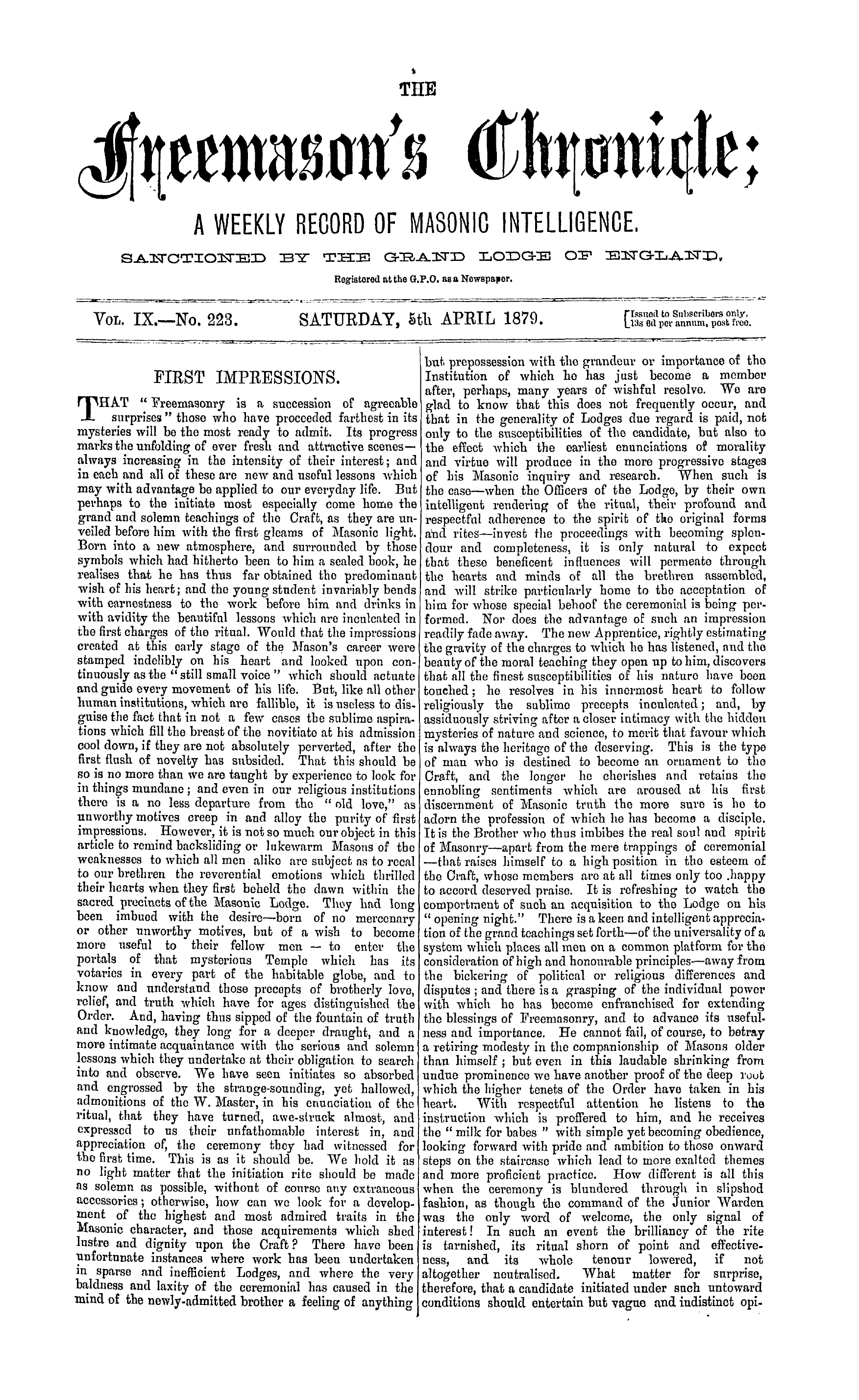 The Freemason's Chronicle