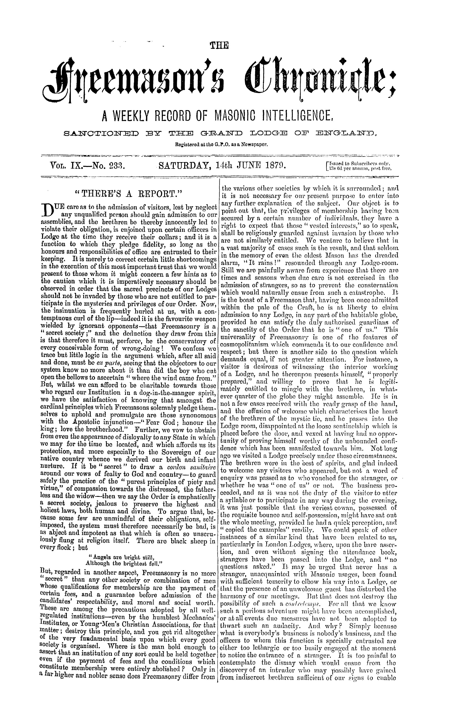 The Freemason's Chronicle