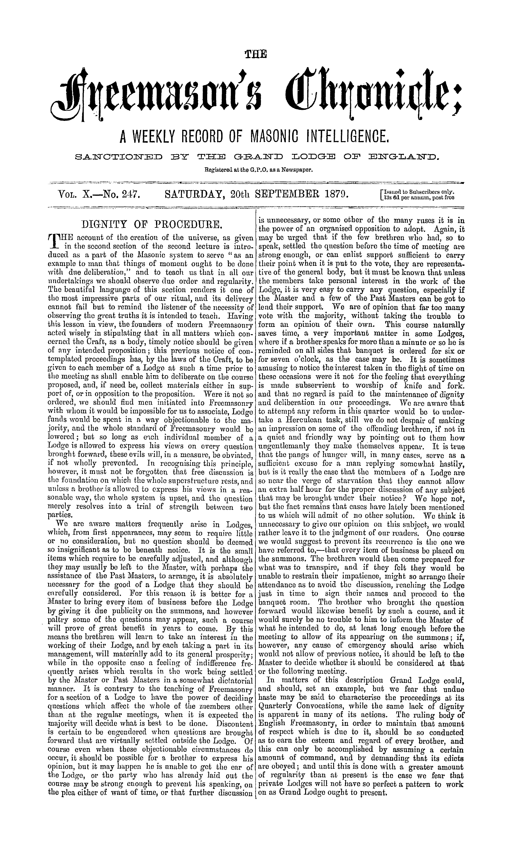 The Freemason's Chronicle