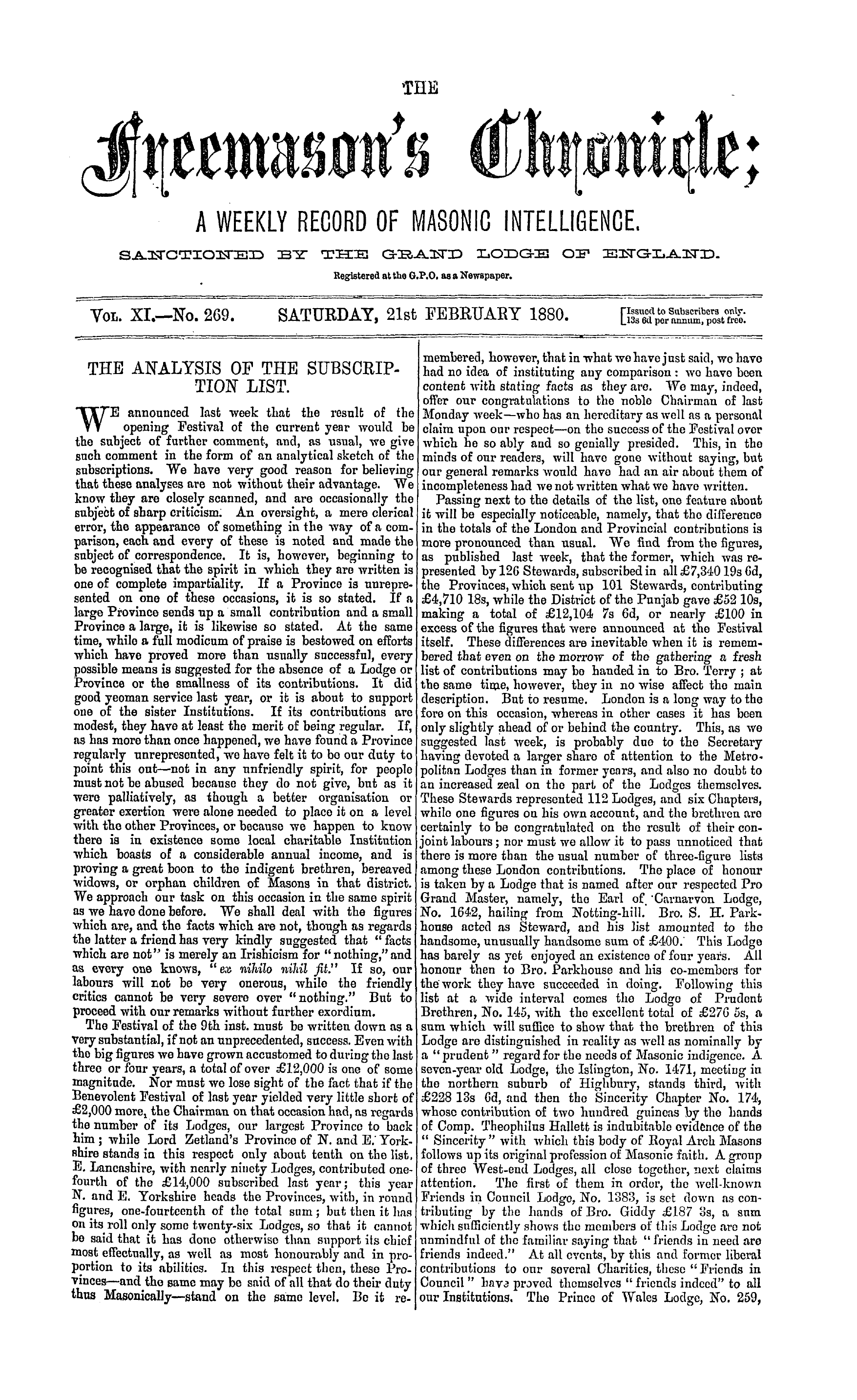 The Freemason's Chronicle