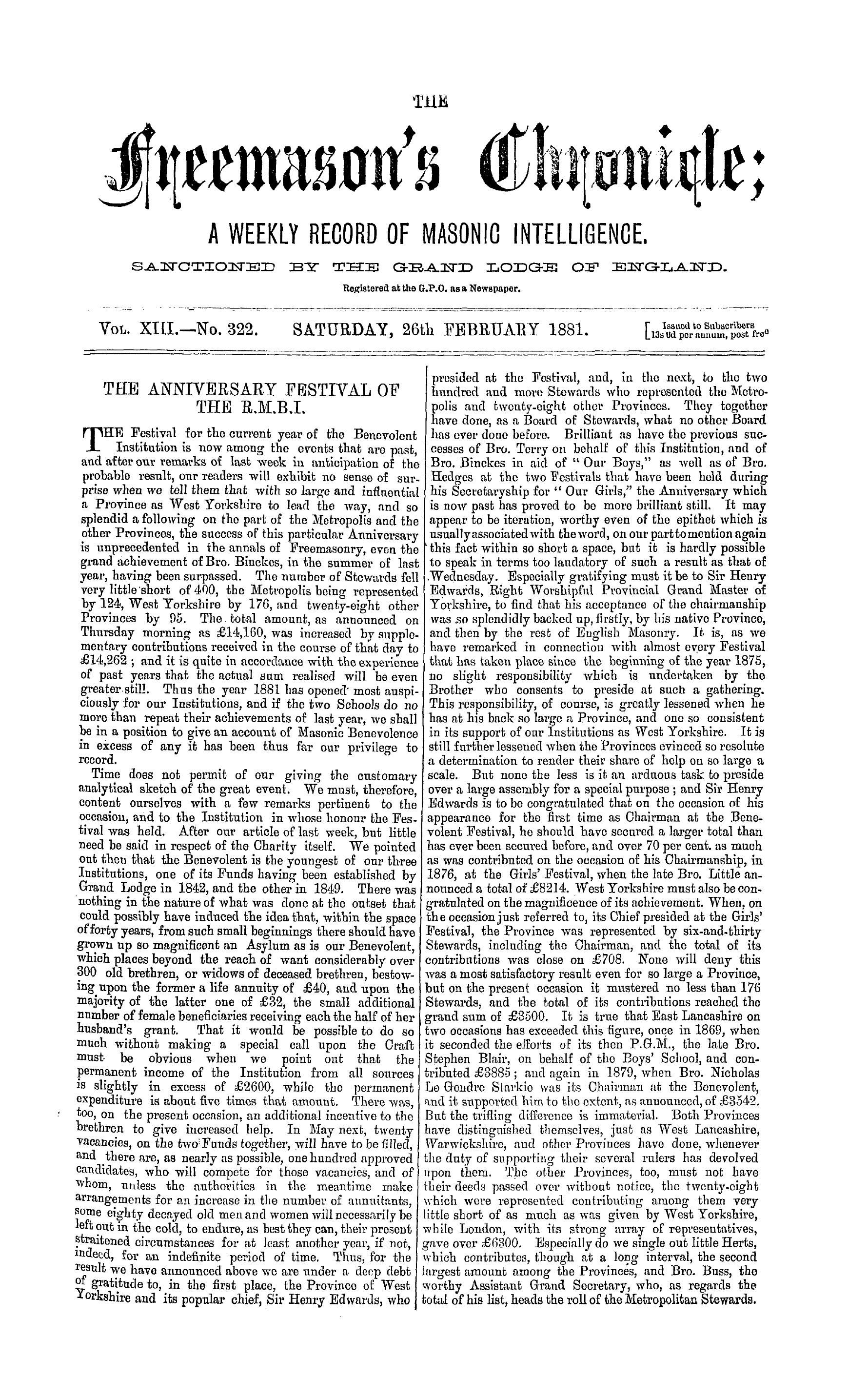 The Freemason's Chronicle
