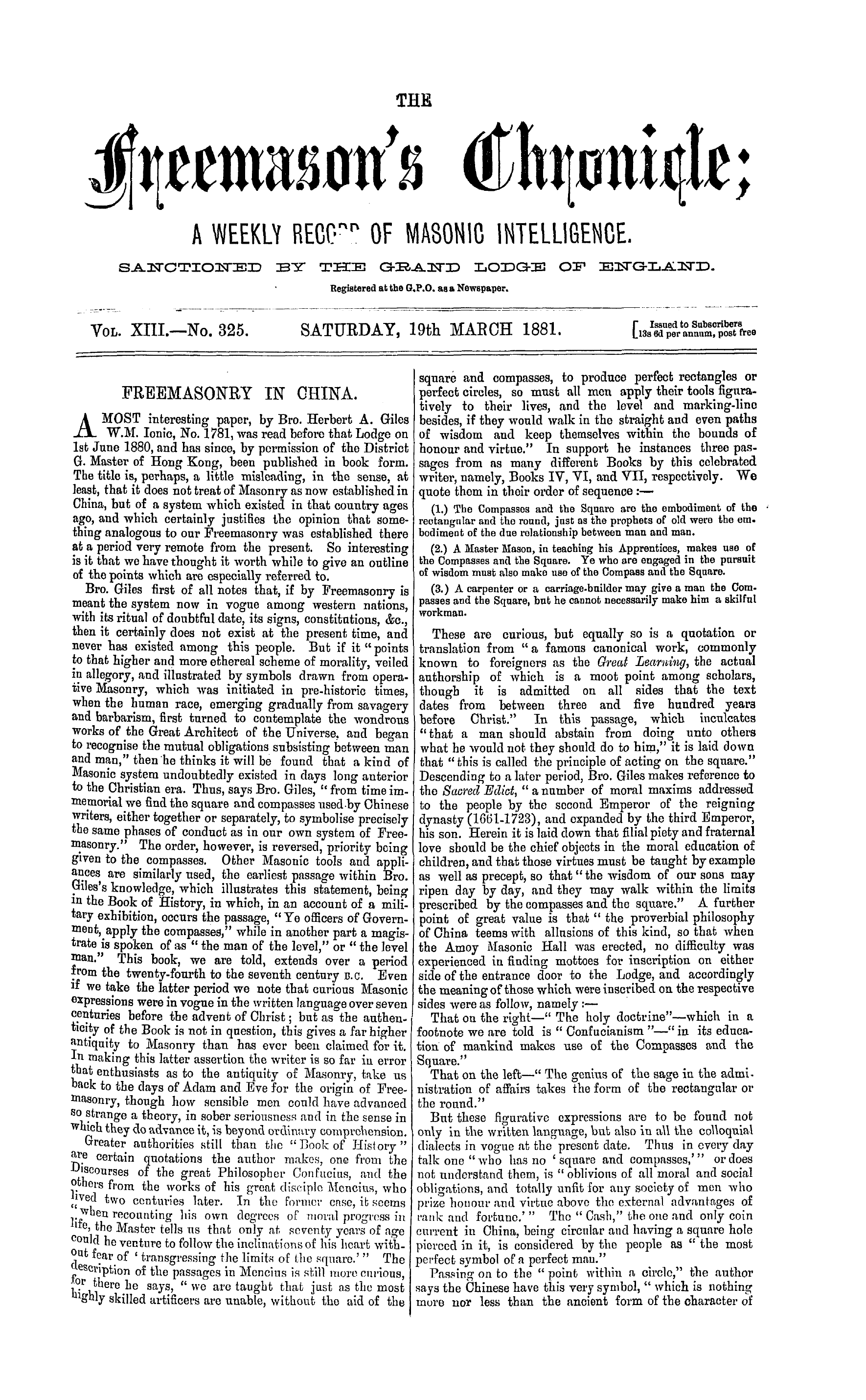 The Freemason's Chronicle