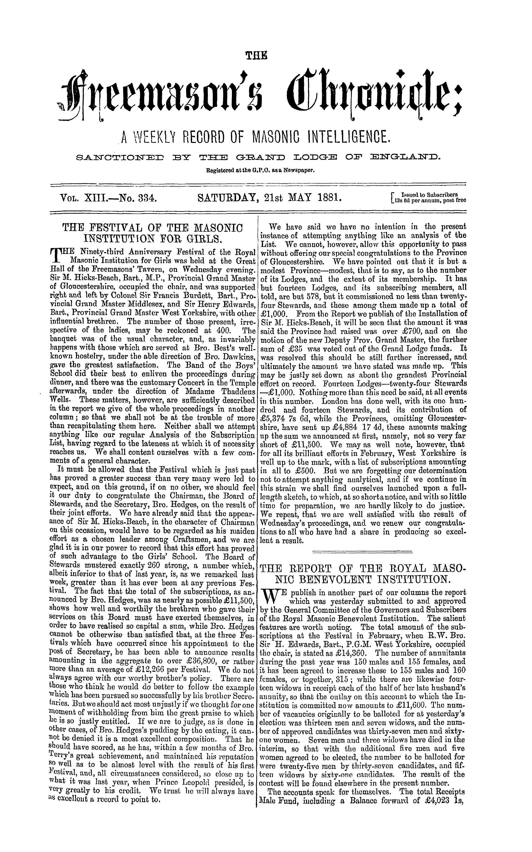 The Freemason's Chronicle
