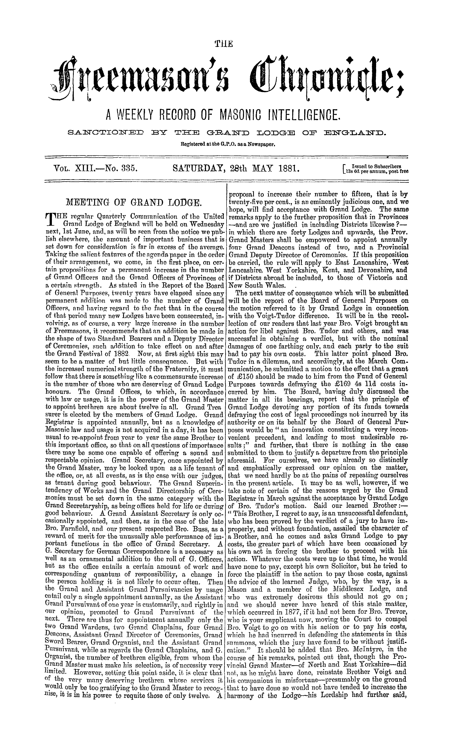 The Freemason's Chronicle