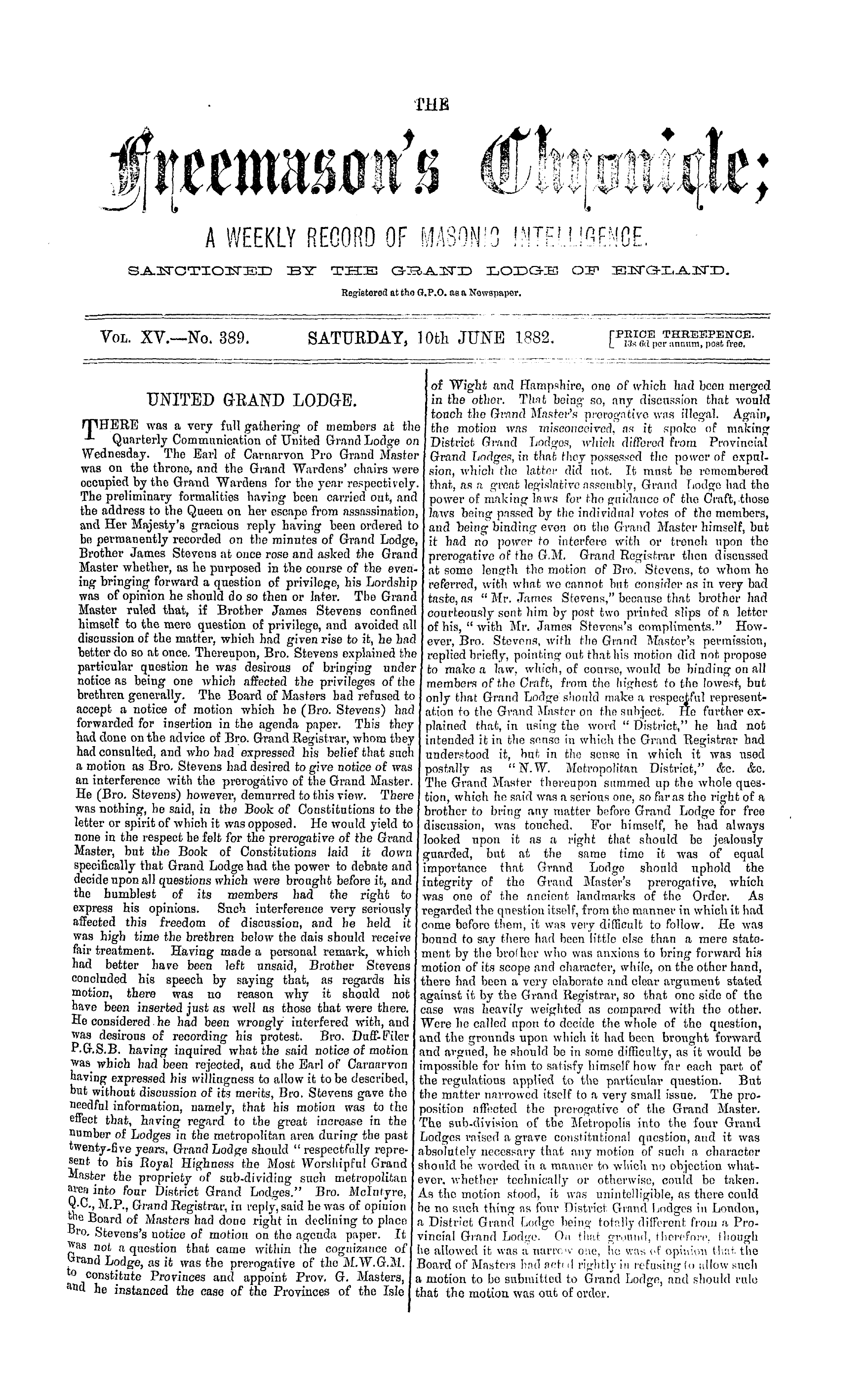 The Freemason's Chronicle