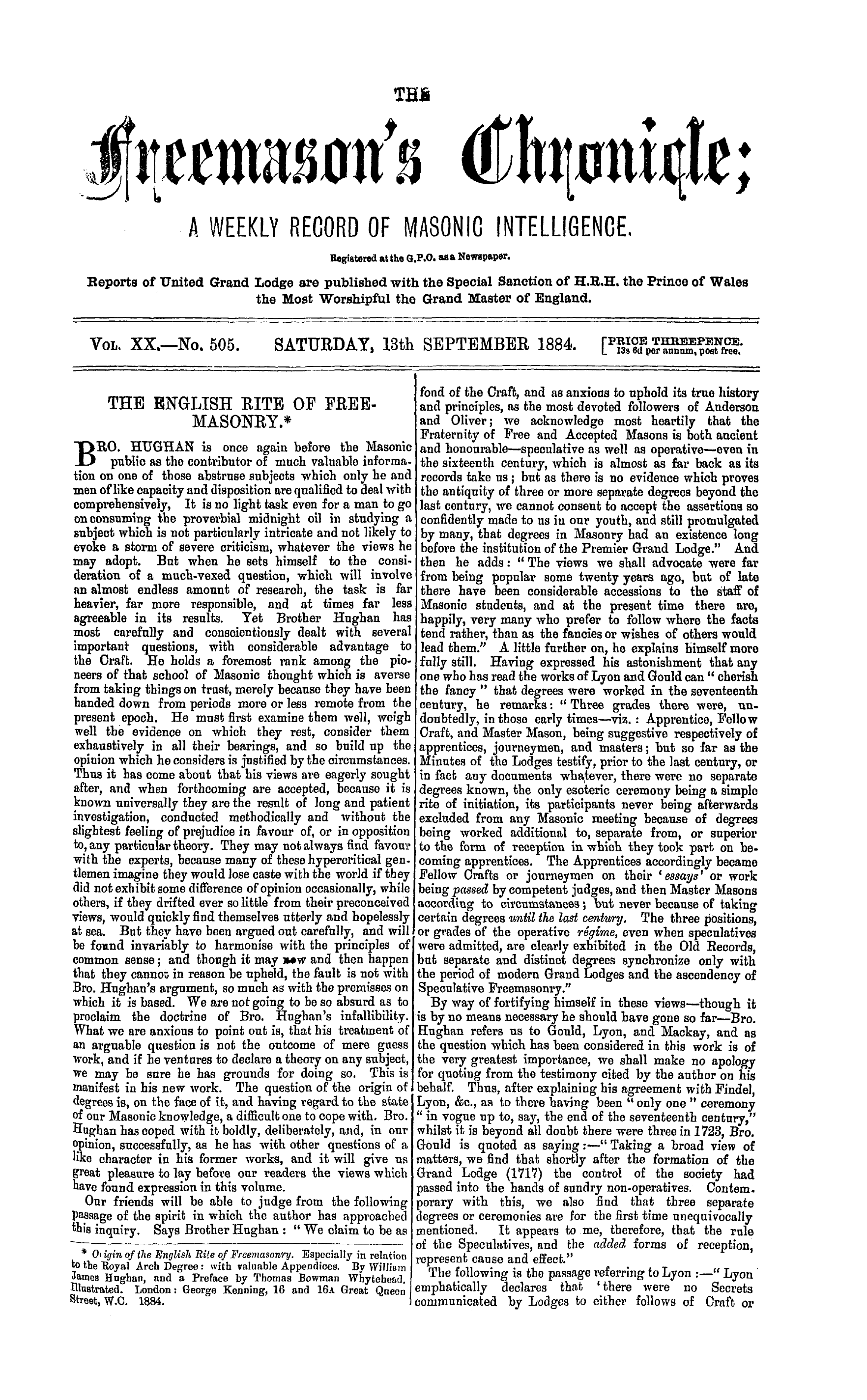 The Freemason's Chronicle
