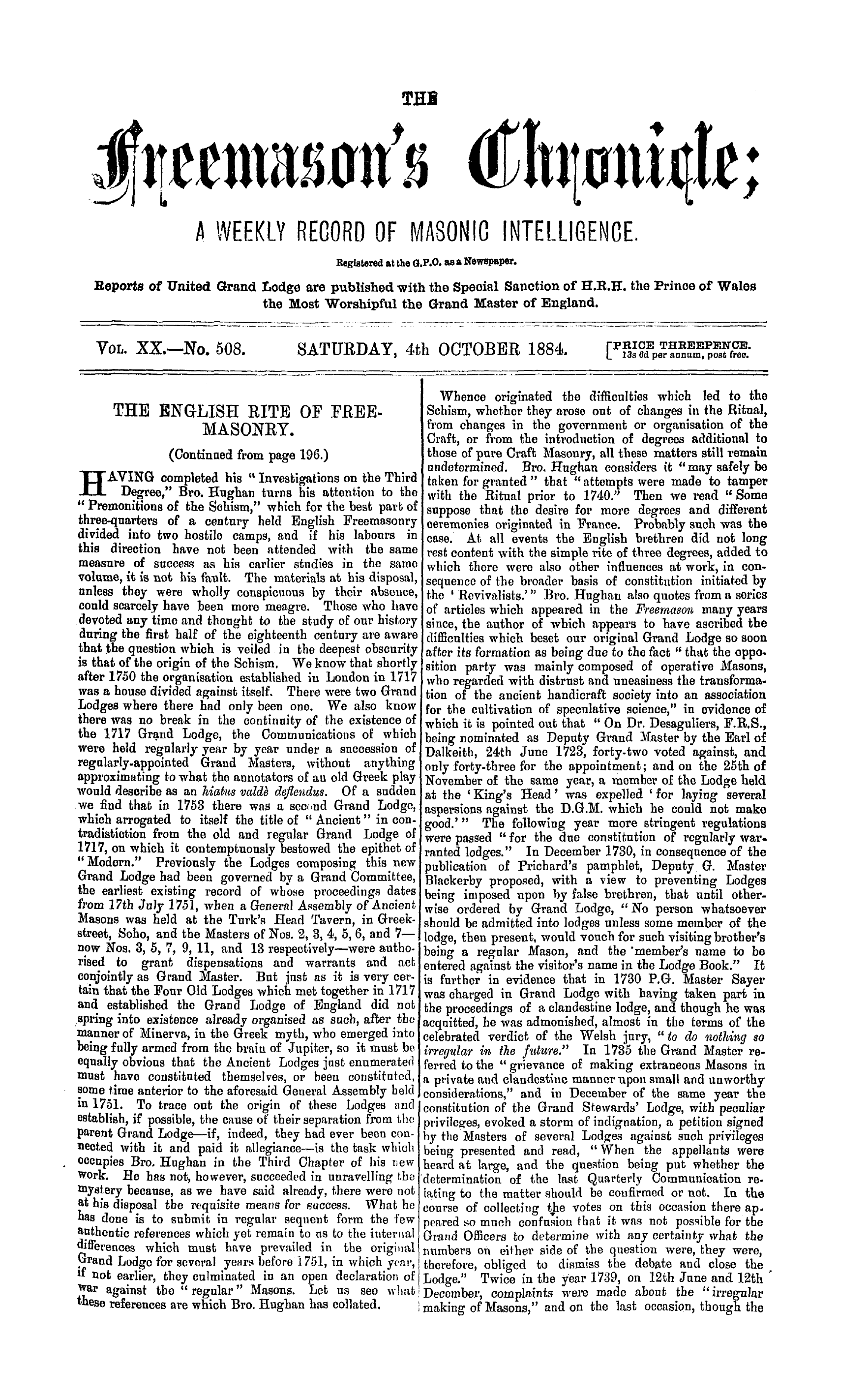 The Freemason's Chronicle