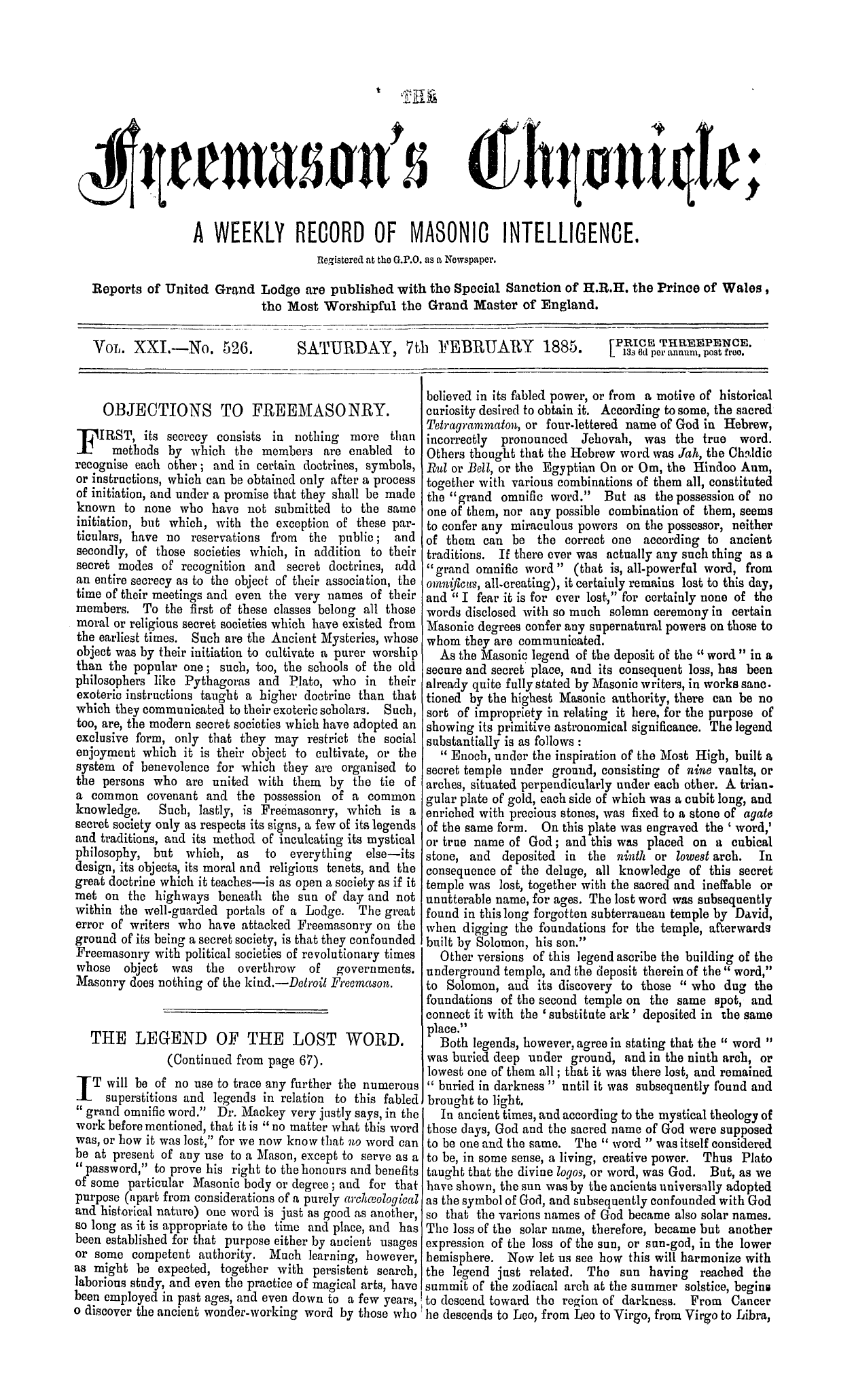 The Freemason's Chronicle