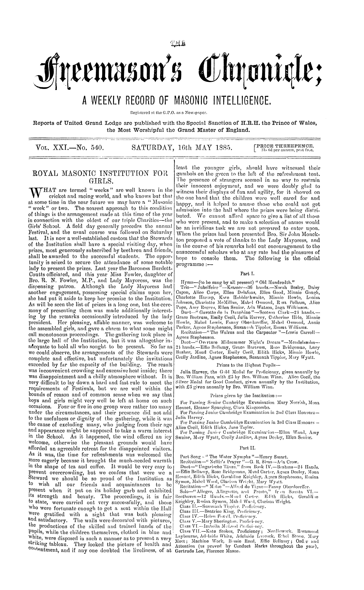 The Freemason's Chronicle