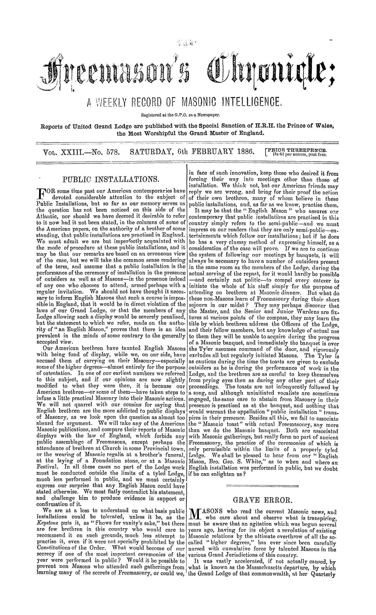 The Freemason's Chronicle