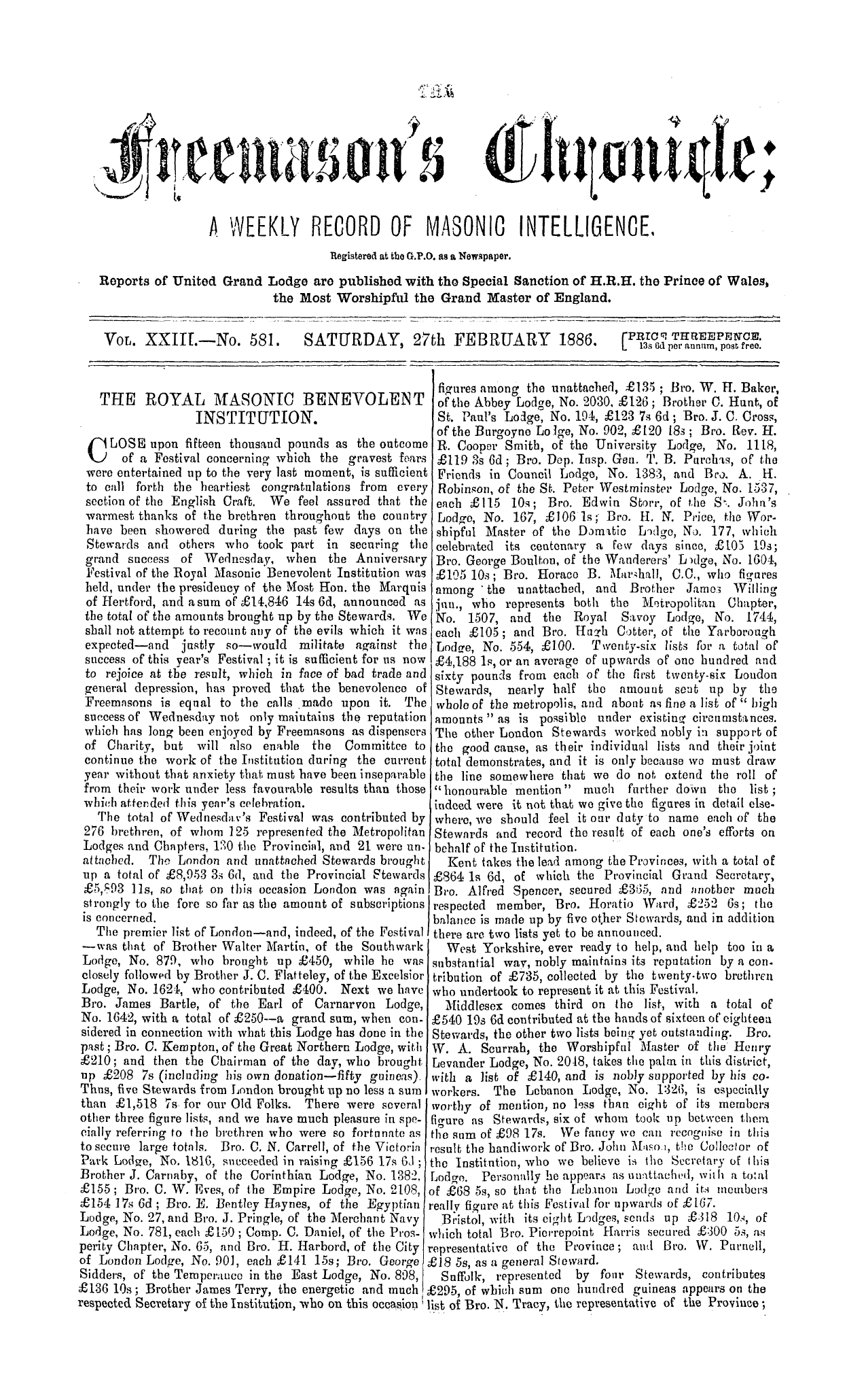 The Freemason's Chronicle