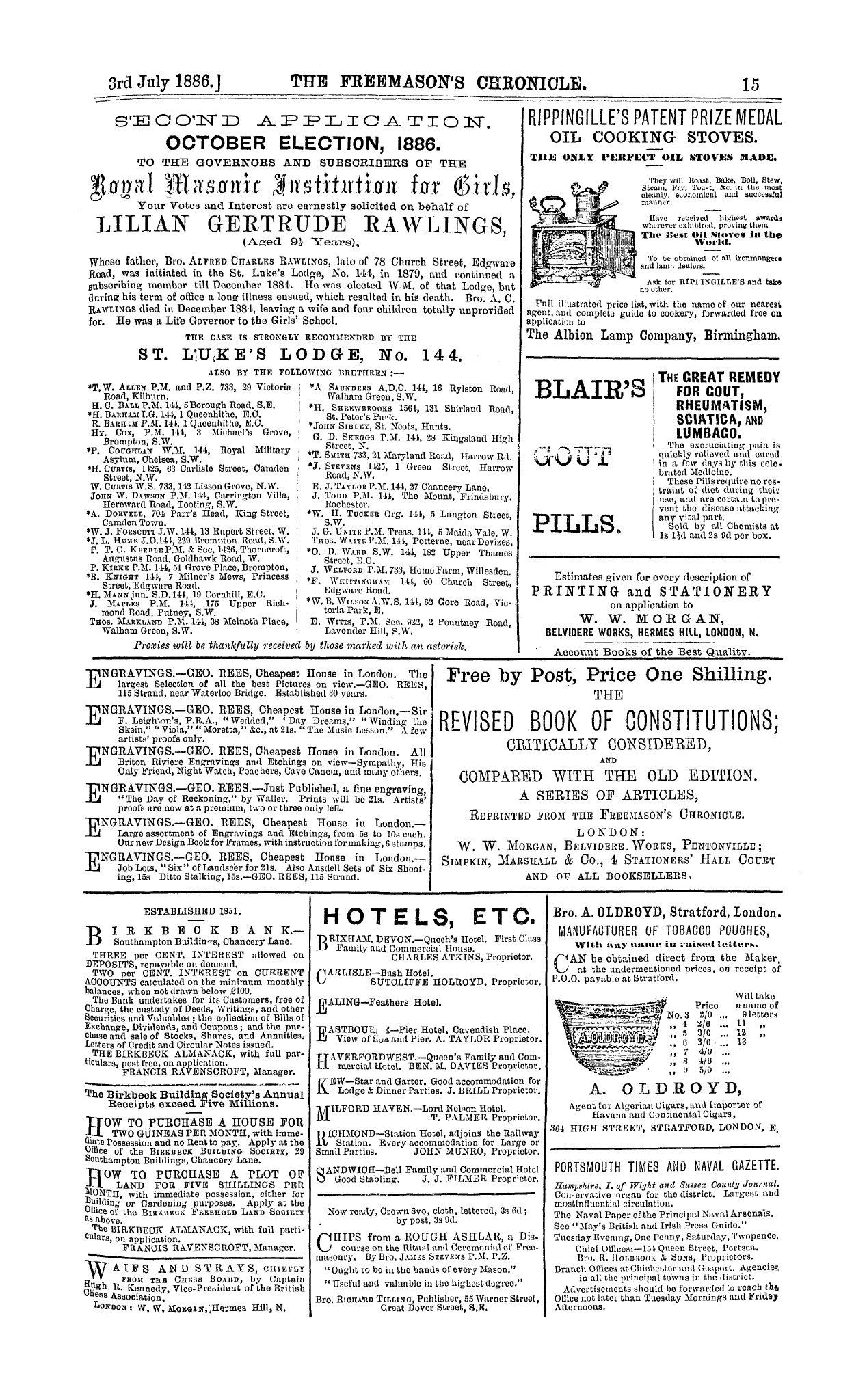 The Freemason's Chronicle: 1886-07-03 - Ad01506