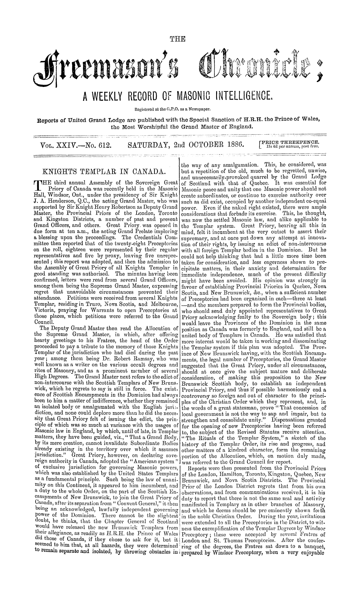 The Freemason's Chronicle