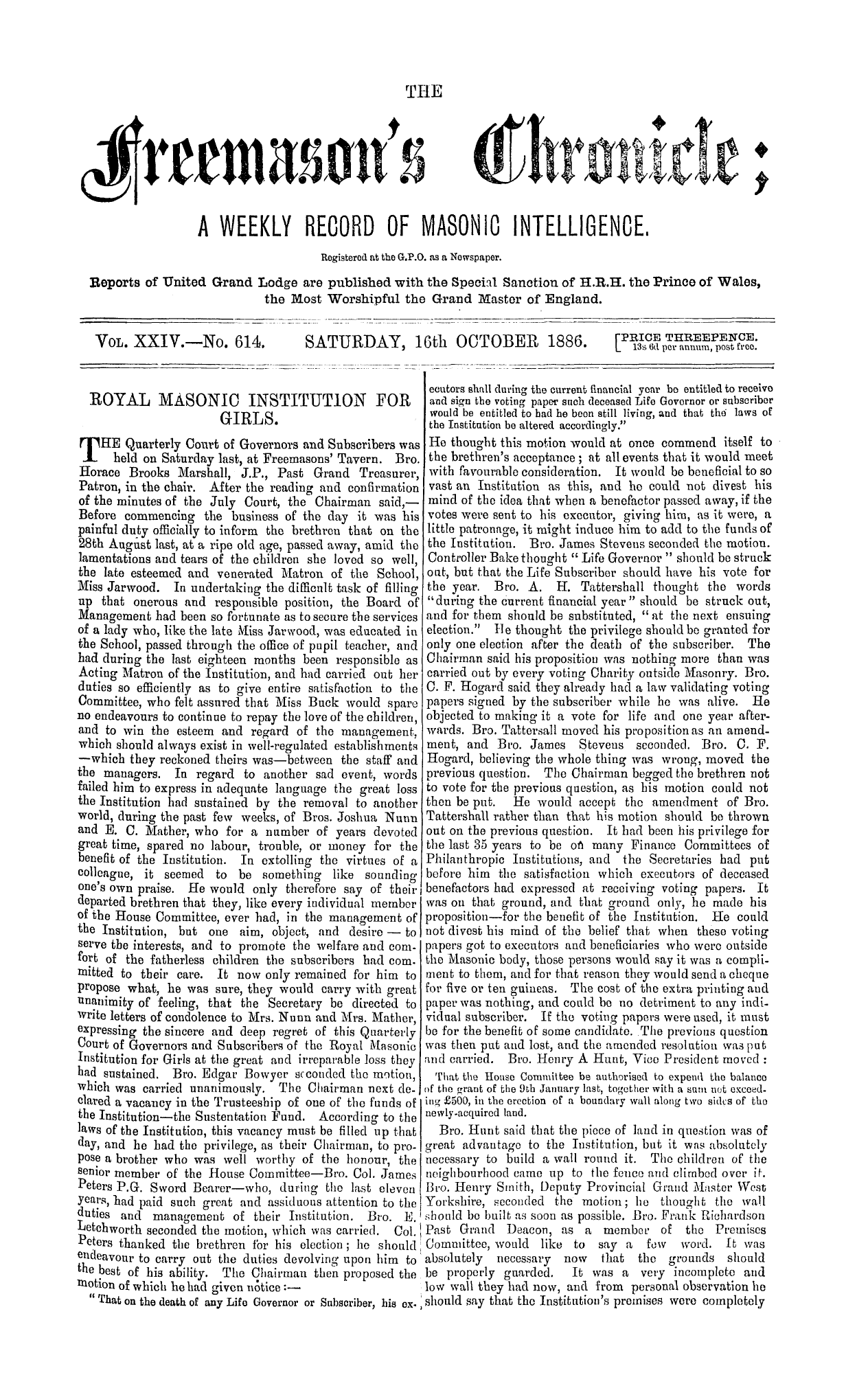 The Freemason's Chronicle