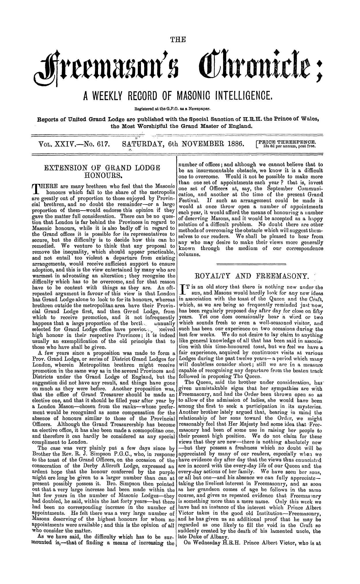The Freemason's Chronicle