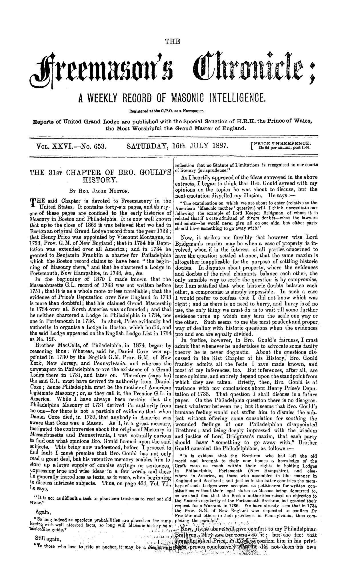 The Freemason's Chronicle