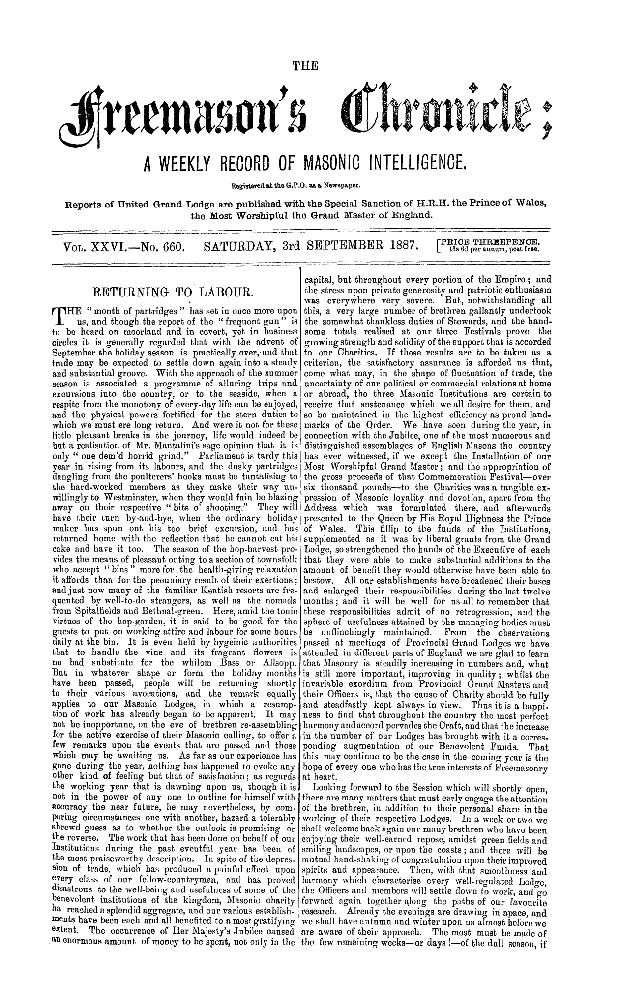 The Freemason's Chronicle