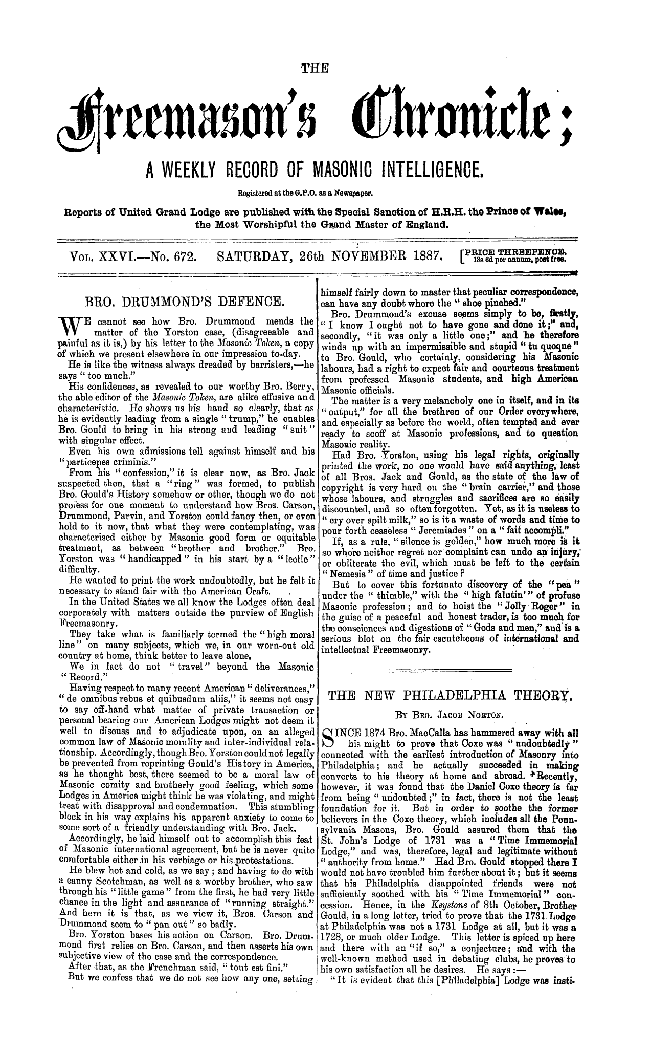 The Freemason's Chronicle
