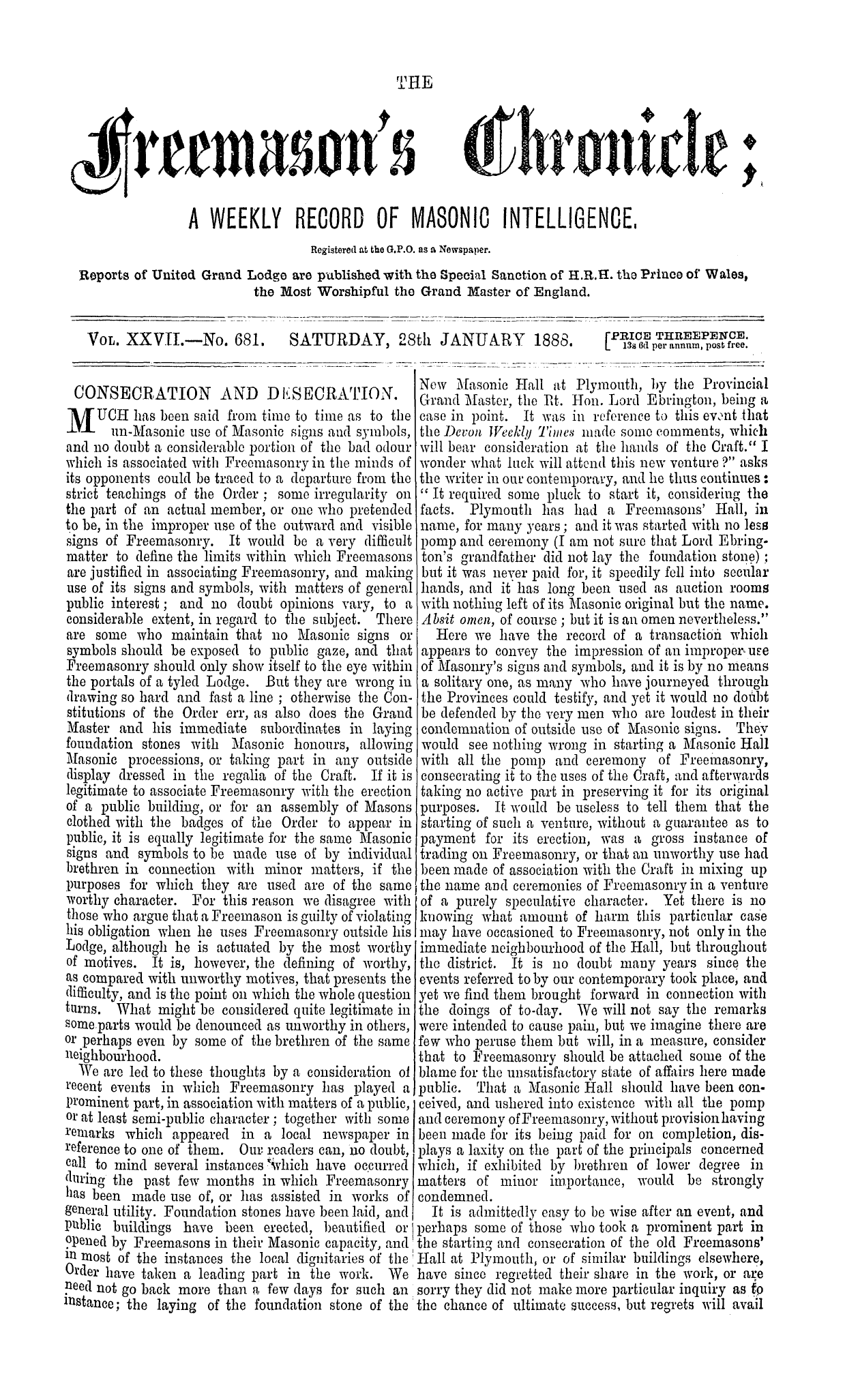 The Freemason's Chronicle
