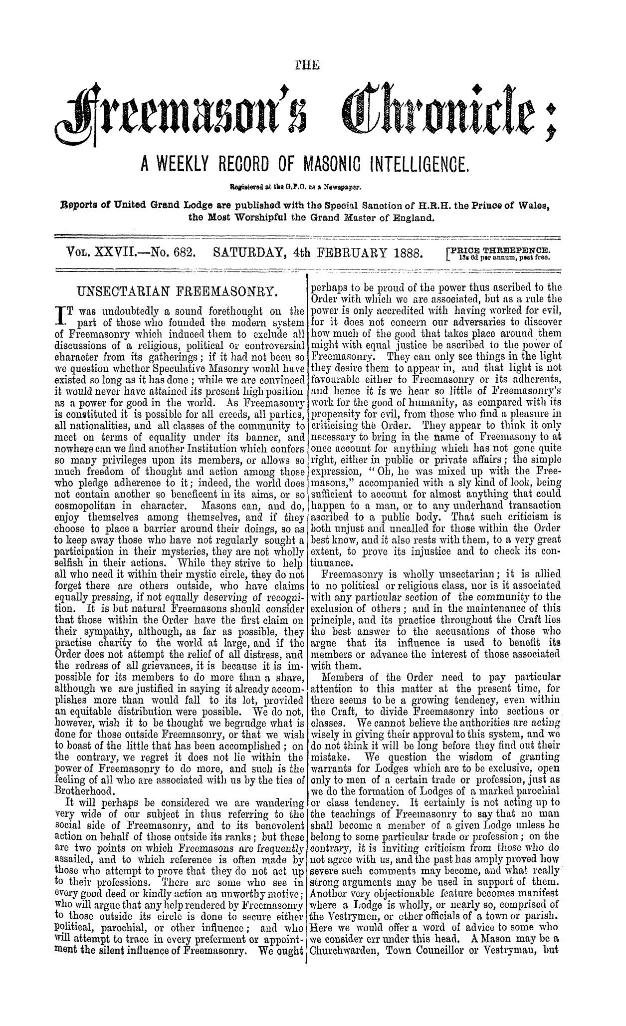 The Freemason's Chronicle