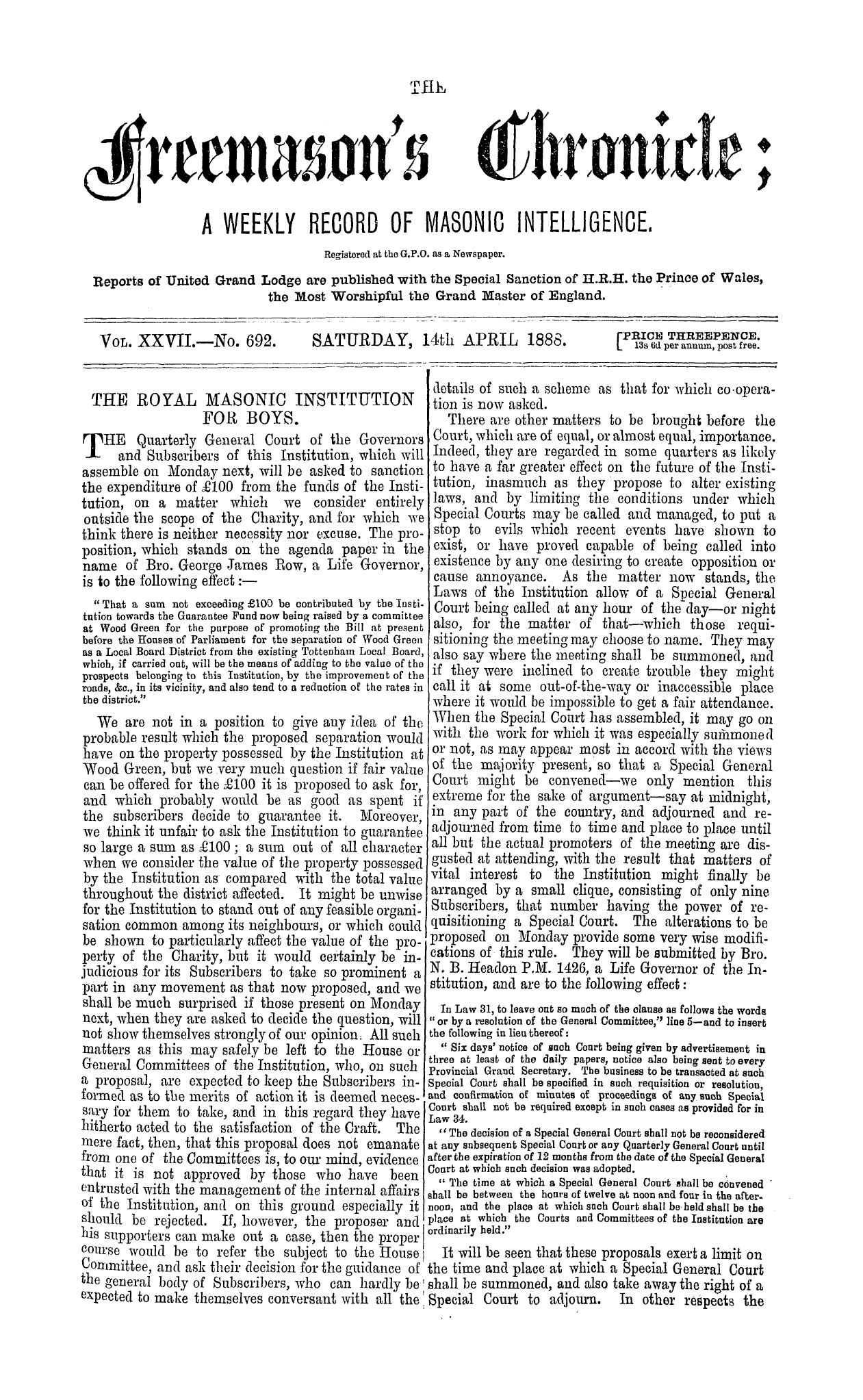 The Freemason's Chronicle