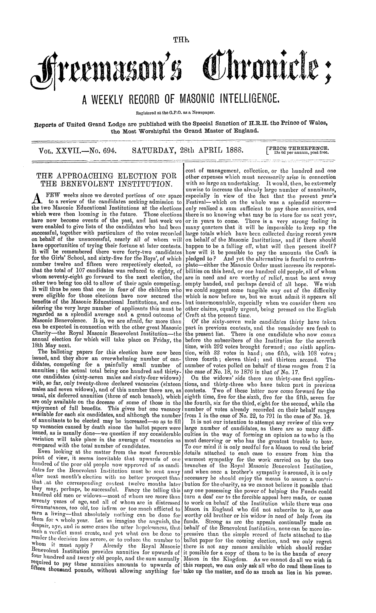 The Freemason's Chronicle