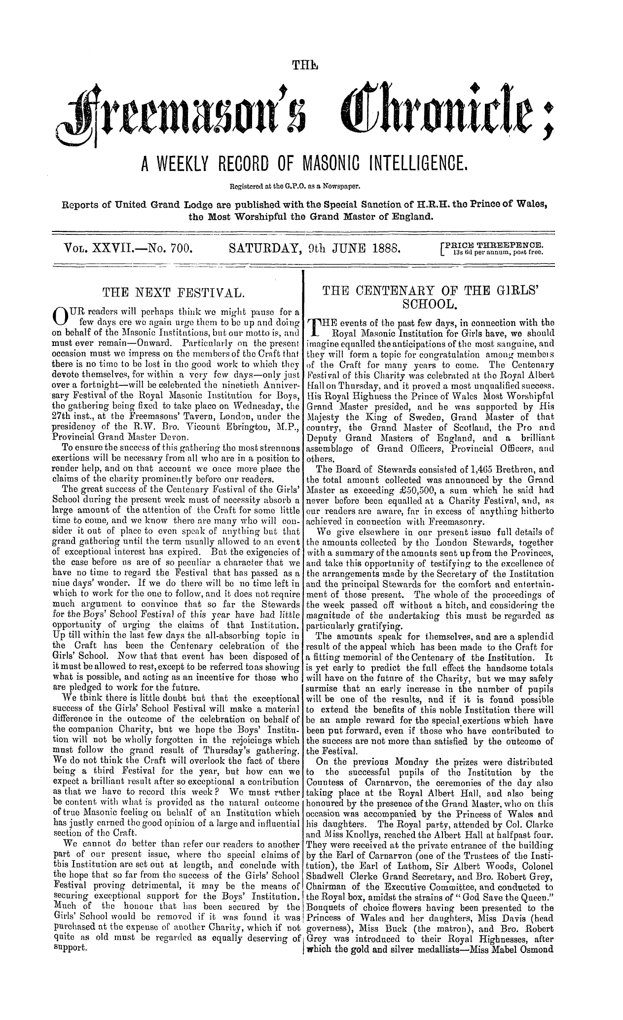 The Freemason's Chronicle